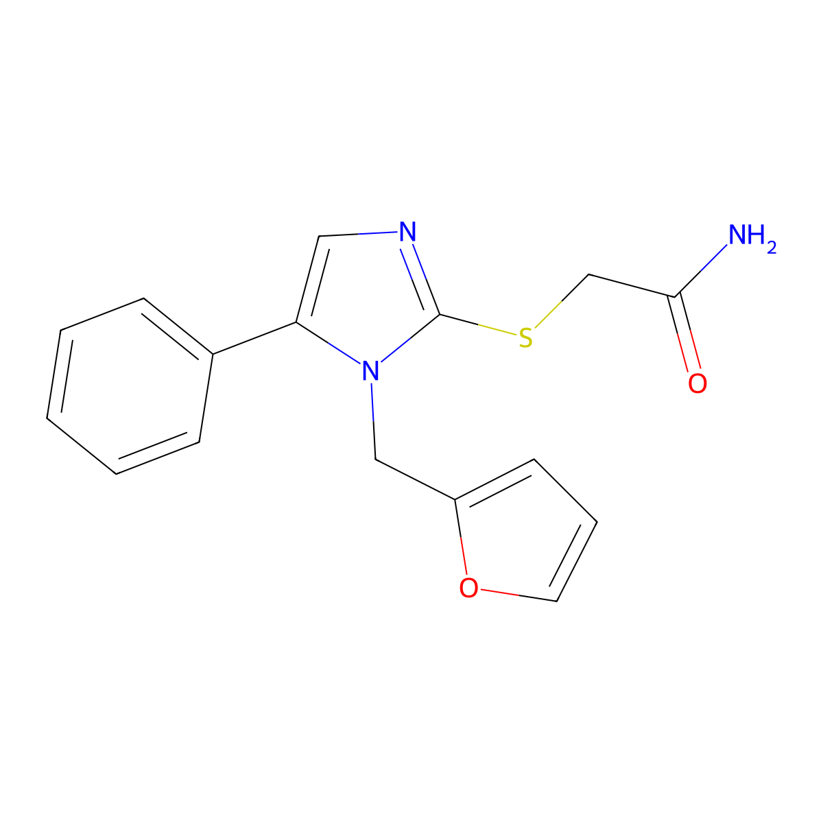 2-[1-(Furan-2-ylmethyl)-5-phenylimidazol-2-yl]sulfanylacetamide molecular structure, CAS 483310-45-8