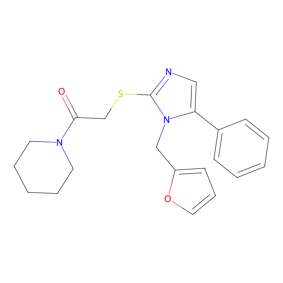 2-[1-(Furan-2-ylmethyl)-5-phenylimidazol-2-yl]sulfanyl-1-piperidin-1-ylethanone molecular structure, CAS 483310-74-3