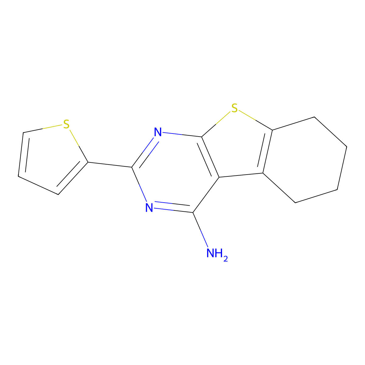 2-(Thiophen-2-yl)-5,6,7,8-tetrahydrobenzo[4,5]thieno[2,3-d]pyrimidin-4-amine molecular structure, CAS 483326-78-9