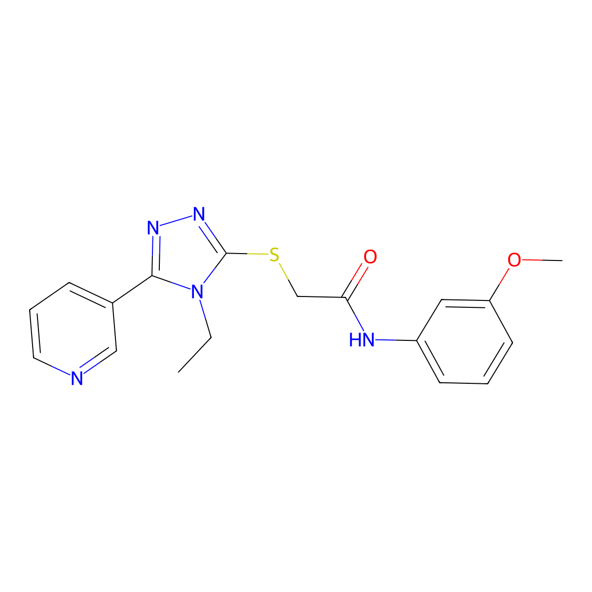 2-{[4-Ethyl-5-(3-pyridinyl)-4H-1,2,4-triazol-3-YL]sulfanyl}-N-(3-methoxyphenyl)acetamide molecular structure, CAS 483327-15-7