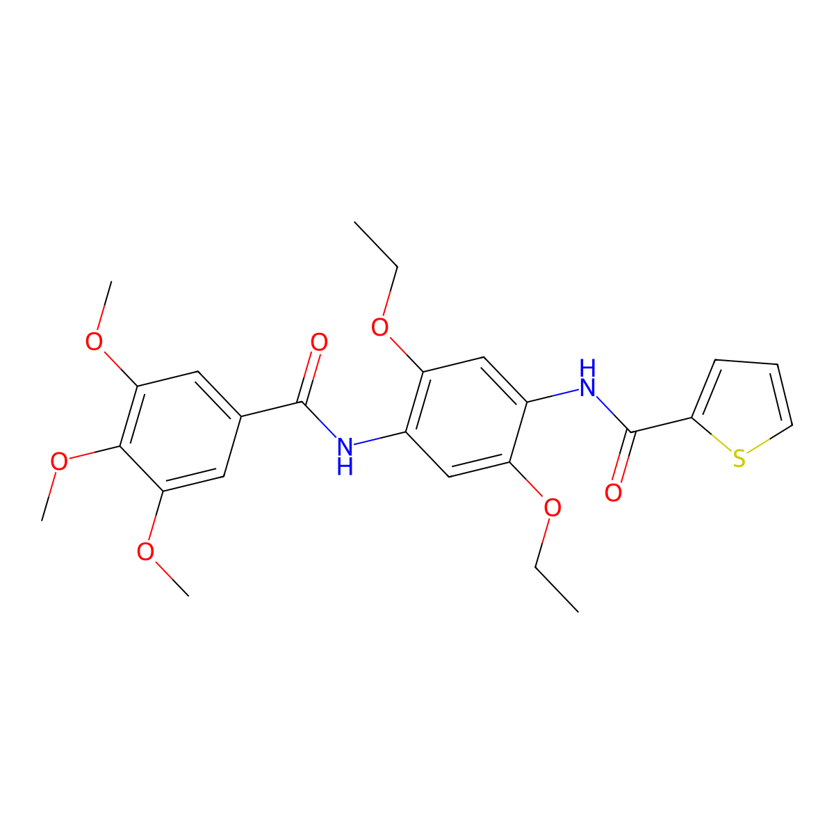 N-(2,5-Diethoxy-4-(3,4,5-trimethoxybenzamido)phenyl)thiophene-2-carboxamide molecular structure, CAS 483327-58-8