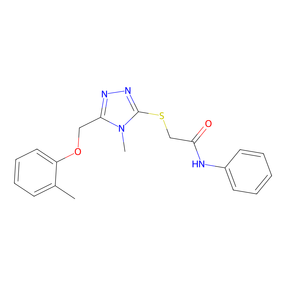 2-({4-methyl-5-[(2-methylphenoxy)methyl]-4H-1,2,4-triazol-3-yl}sulfanyl)-N-phenylacetamide molecular structure, CAS 483329-88-0