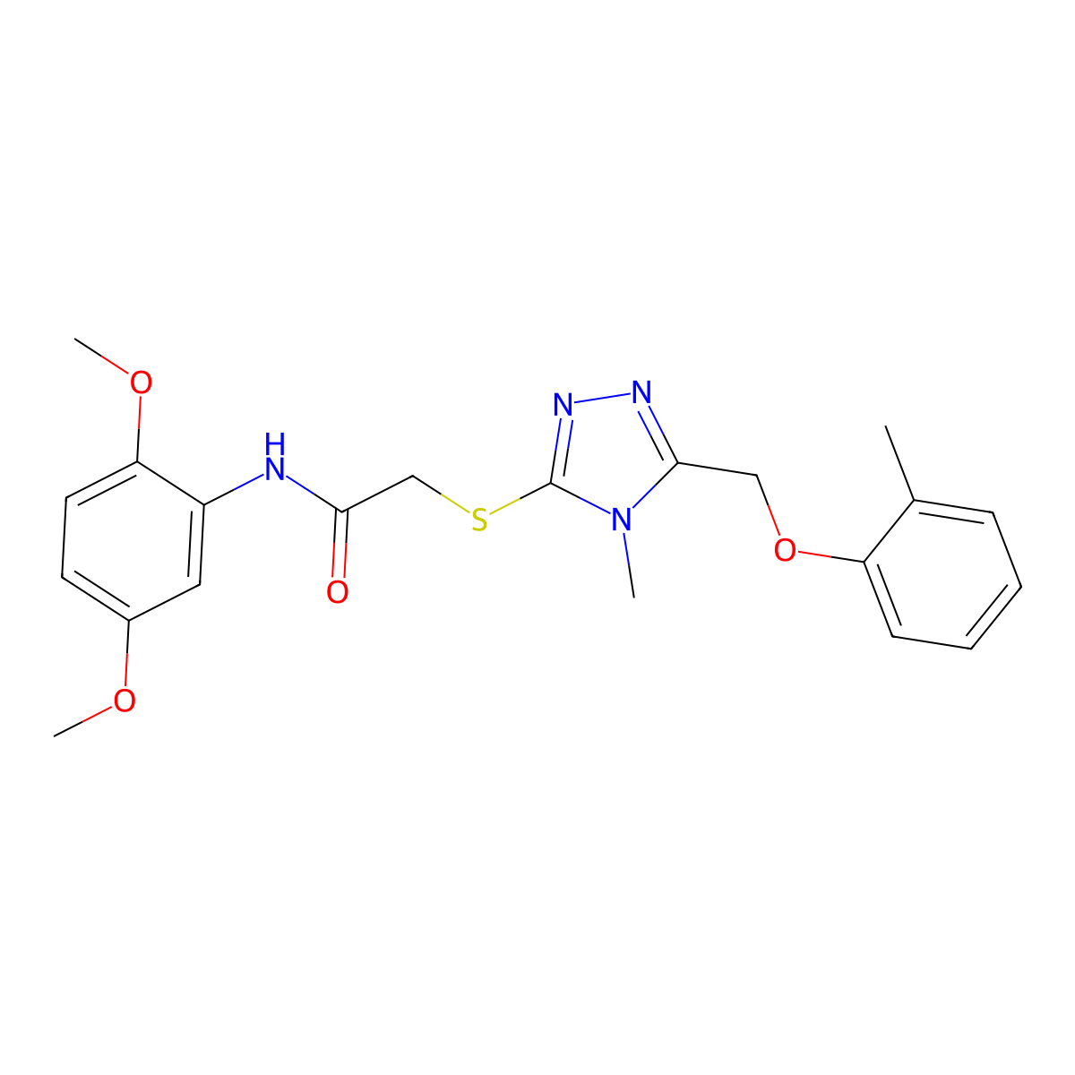 N-(2,5-dimethoxyphenyl)-2-({4-methyl-5-[(2-methylphenoxy)methyl]-4H-1,2,4-triazol-3-yl}sulfanyl)acetamide molecular structure, CAS 483330-04-7