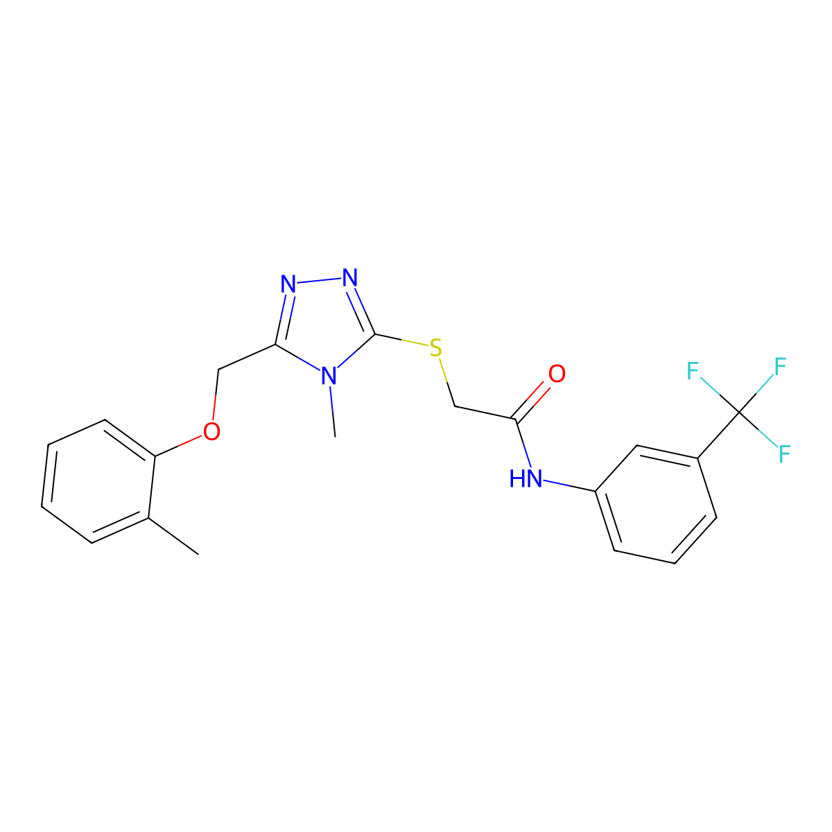 2-({4-methyl-5-[(2-methylphenoxy)methyl]-4H-1,2,4-triazol-3-yl}sulfanyl)-N-[3-(trifluoromethyl)phenyl]acetamide molecular structure, CAS 483330-05-8