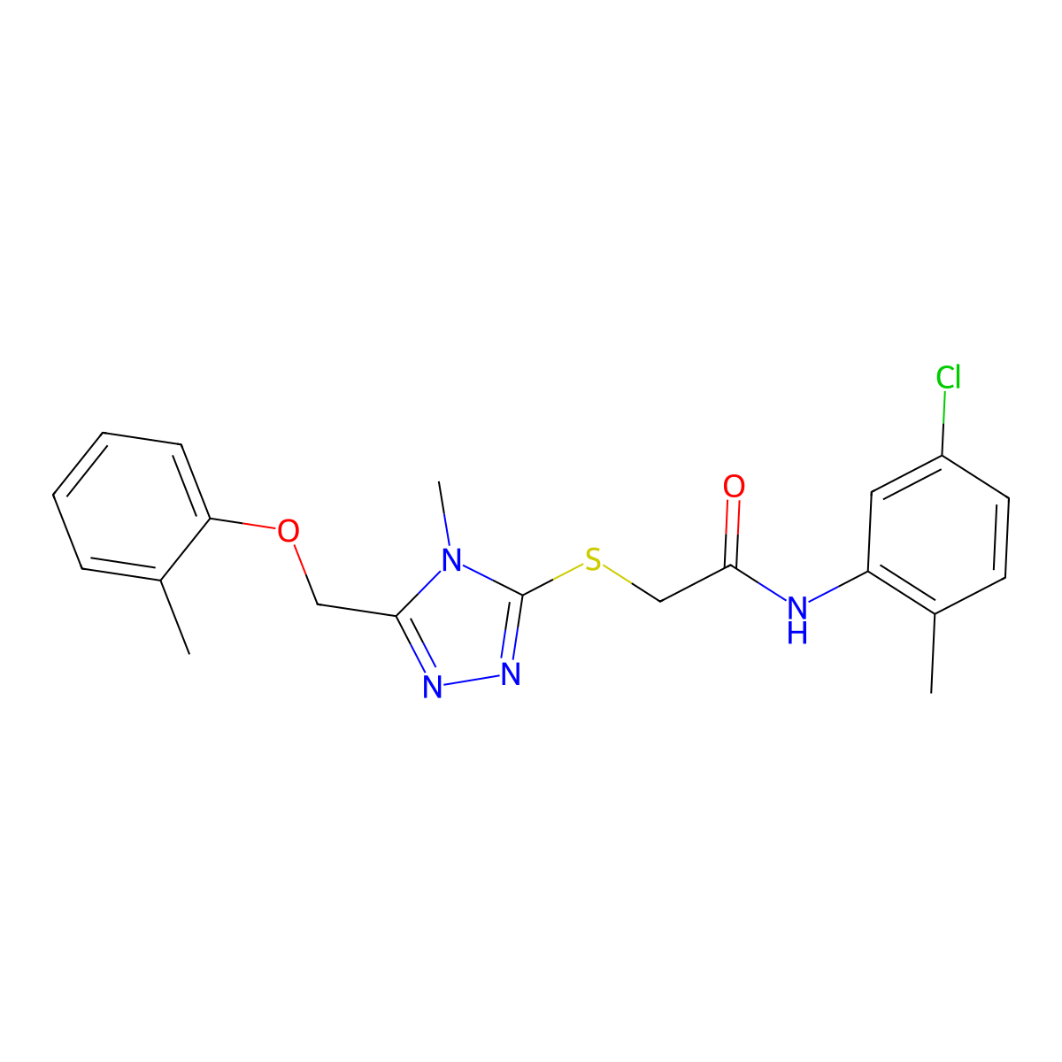 N-(5-chloro-2-methylphenyl)-2-({4-methyl-5-[(2-methylphenoxy)methyl]-4H-1,2,4-triazol-3-yl}sulfanyl)acetamide molecular structure, CAS 483330-14-9