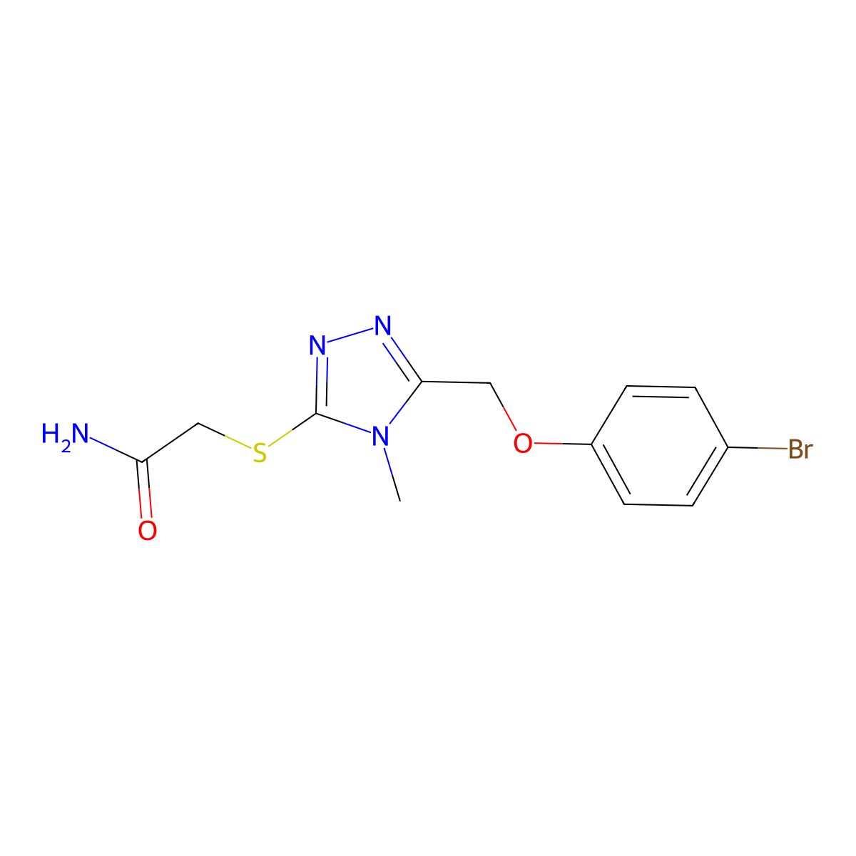 2-[[5-[(4-Bromophenoxy)methyl]-4-methyl-1,2,4-triazol-3-yl]sulfanyl]acetamide molecular structure, CAS 483330-60-5