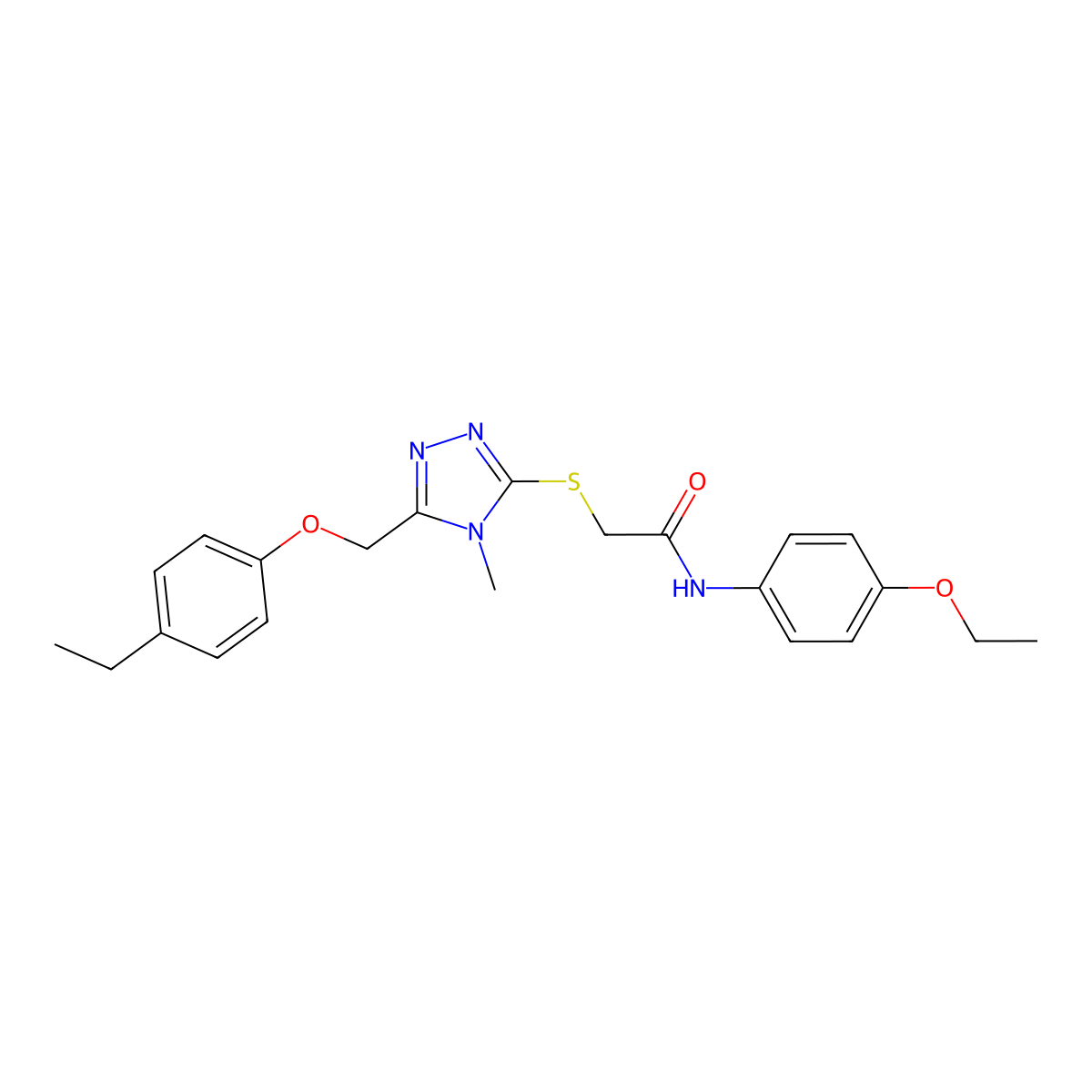 N-(4-ethoxyphenyl)-2-({5-[(4-ethylphenoxy)methyl]-4-methyl-4H-1,2,4-triazol-3-yl}sulfanyl)acetamide molecular structure, CAS 483331-31-3
