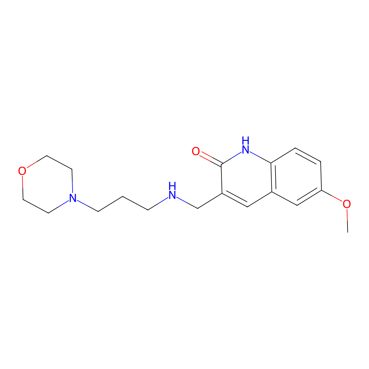 6-Methoxy-3-[(3-morpholin-4-yl-propylamino)-methyl]-1H-quinolin-2-one molecular structure, CAS 483331-94-8