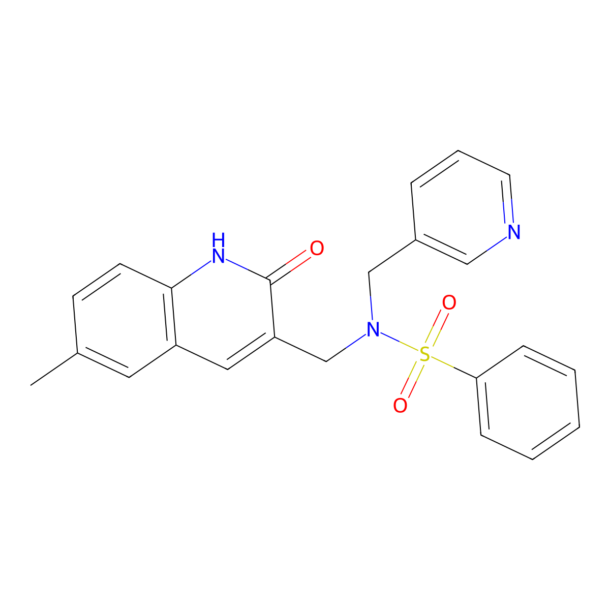 N-[(6-methyl-2-oxo-1,2-dihydro-3-quinolinyl)methyl]-N-(3-pyridinylmethyl)benzenesulfonamide molecular structure, CAS 483344-75-8