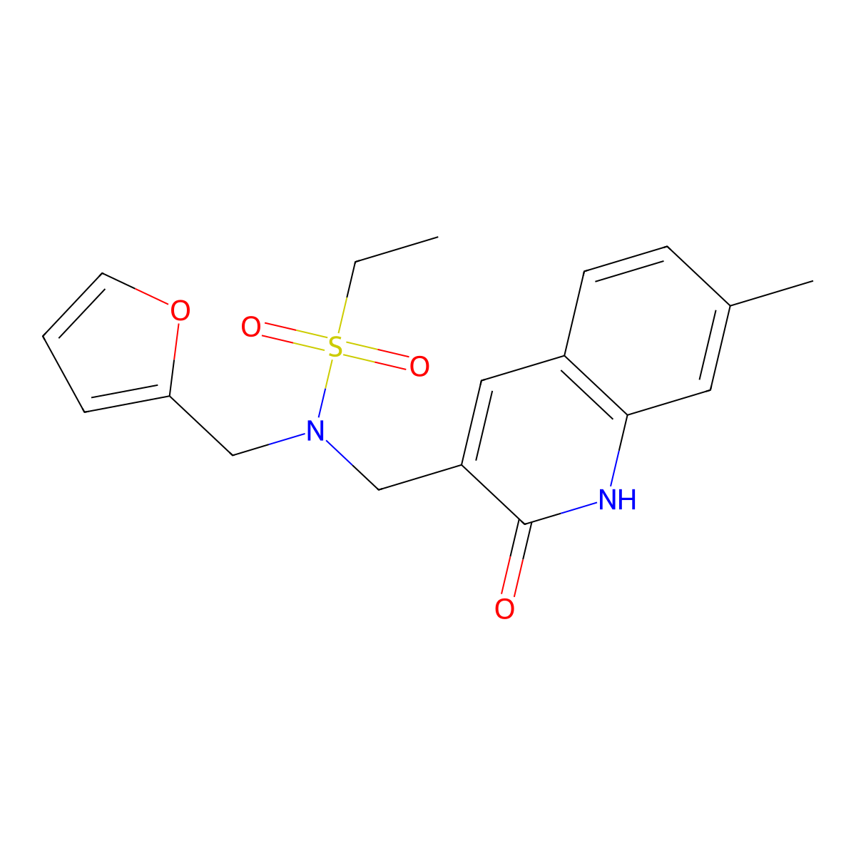 N-(furan-2-ylmethyl)-N-[(7-methyl-2-oxo-1,2-dihydroquinolin-3-yl)methyl]ethanesulfonamide molecular structure, CAS 483346-52-7