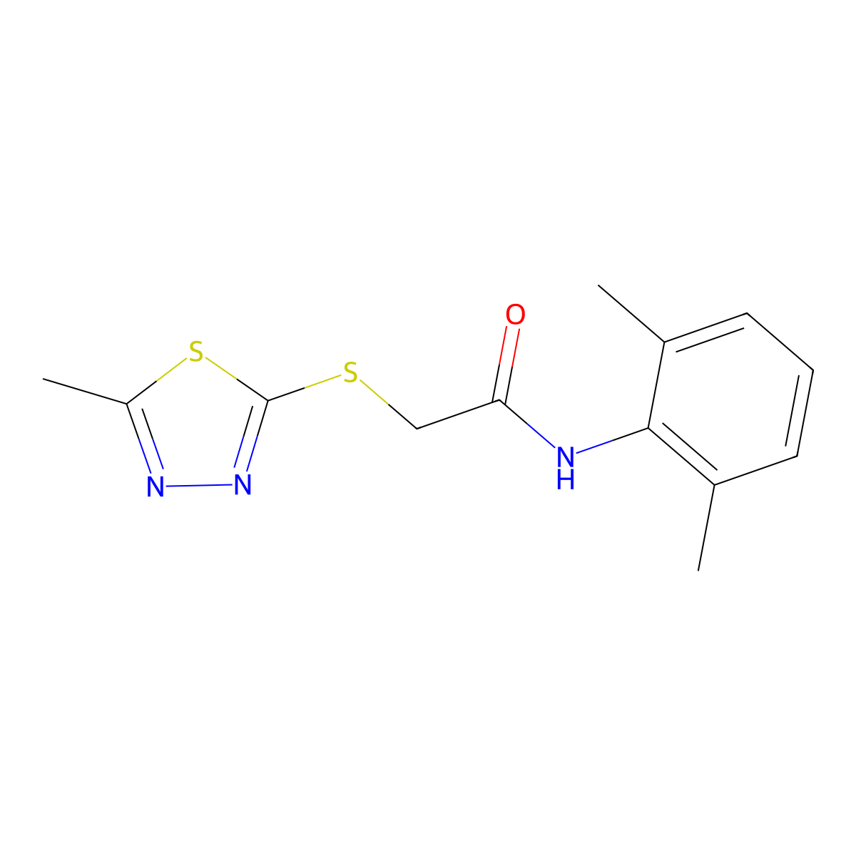 N-(2,6-dimethylphenyl)-2-[(5-methyl-1,3,4-thiadiazol-2-yl)sulfanyl]acetamide molecular structure, CAS 483347-93-9