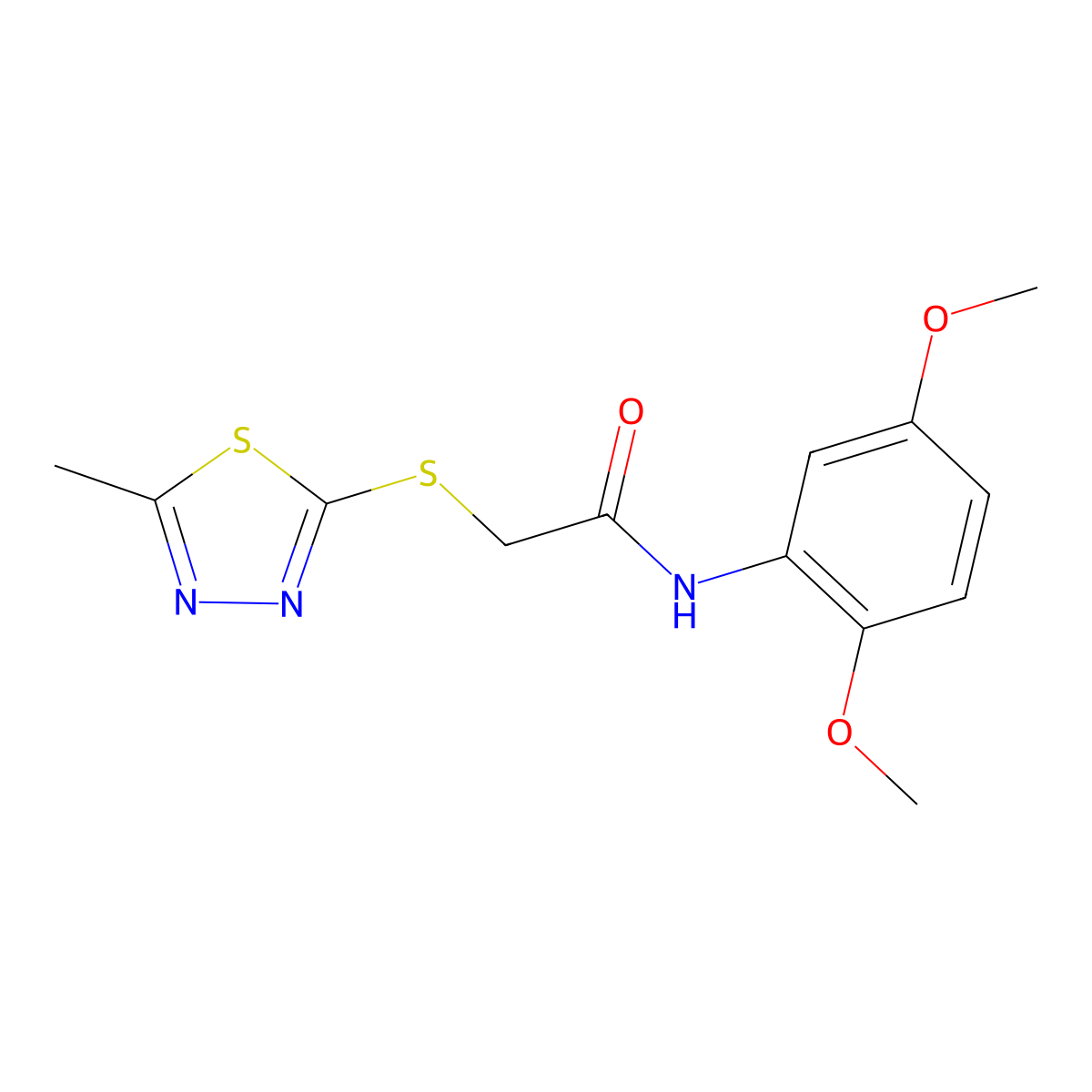 N-(2,5-dimethoxyphenyl)-2-[(5-methyl-1,3,4-thiadiazol-2-yl)sulfanyl]acetamide molecular structure, CAS 483347-96-2