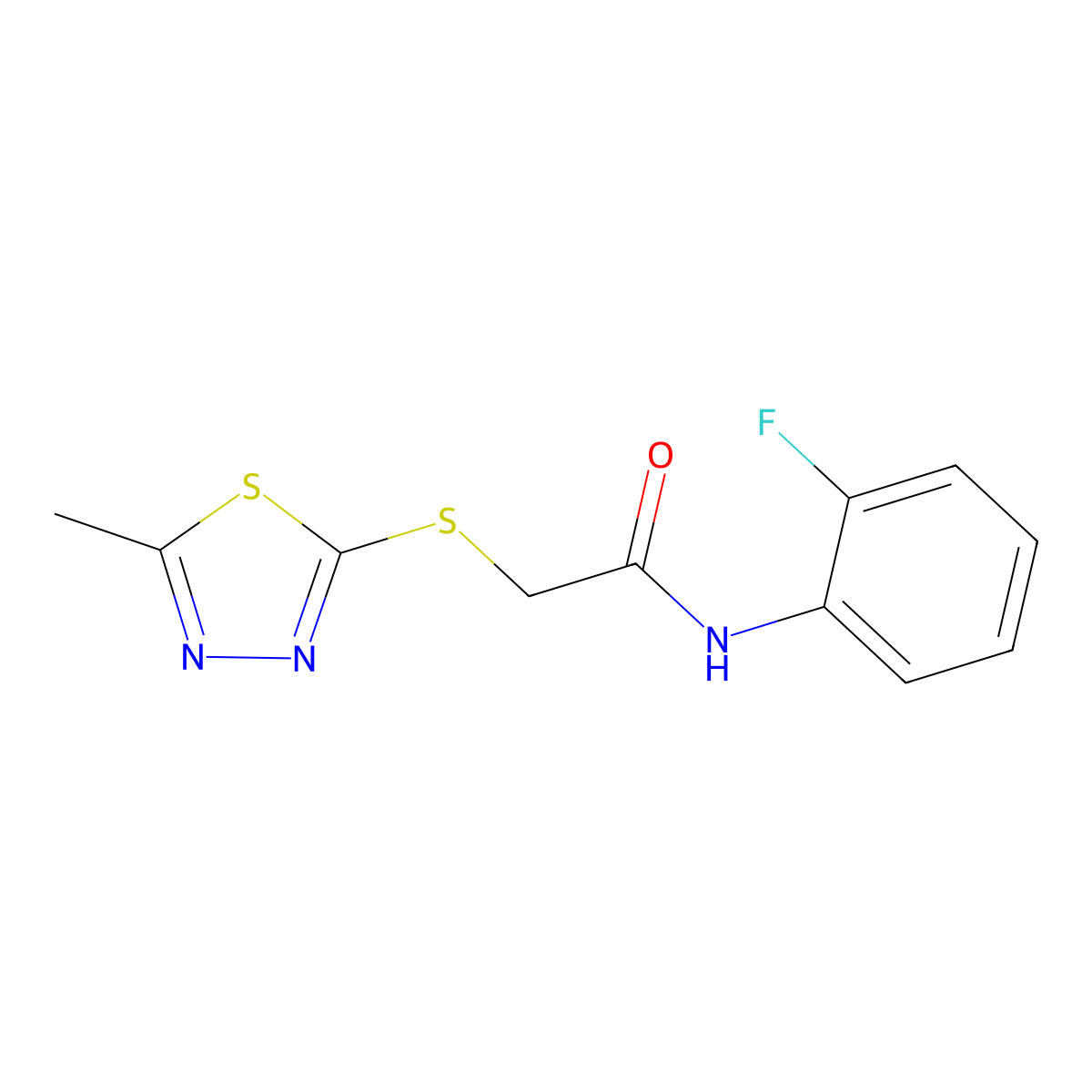N-(2-fluorophenyl)-2-[(5-methyl-1,3,4-thiadiazol-2-yl)sulfanyl]acetamide molecular structure, CAS 483347-98-4
