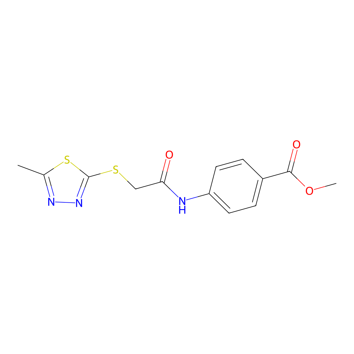 Methyl 4-({[(5-methyl-1,3,4-thiadiazol-2-yl)sulfanyl]acetyl}amino)benzoate molecular structure, CAS 483348-01-2