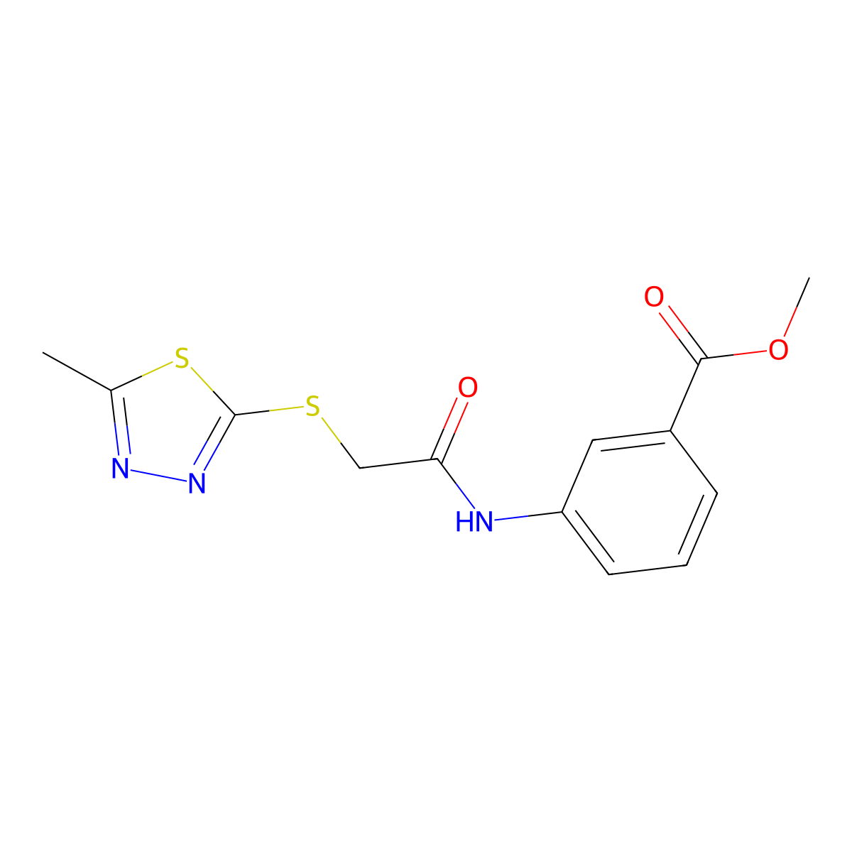 Methyl 3-({[(5-methyl-1,3,4-thiadiazol-2-yl)sulfanyl]acetyl}amino)benzoate molecular structure, CAS 483348-02-3