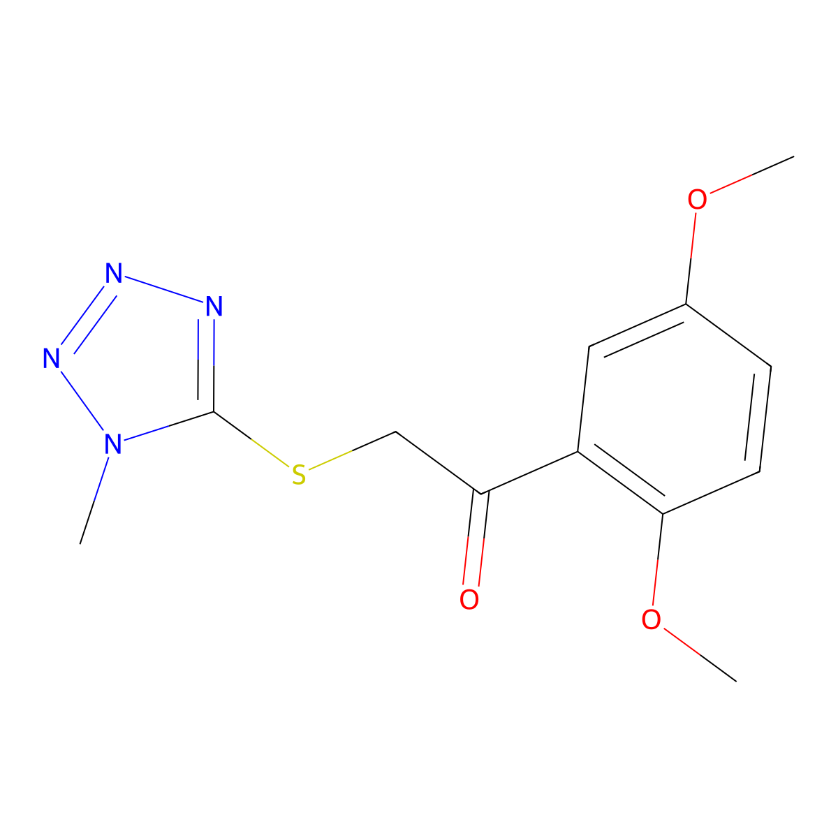 1-(2,5-Dimethoxyphenyl)-2-(1-methyltetrazol-5-yl)sulfanylethanone molecular structure, CAS 483349-61-7