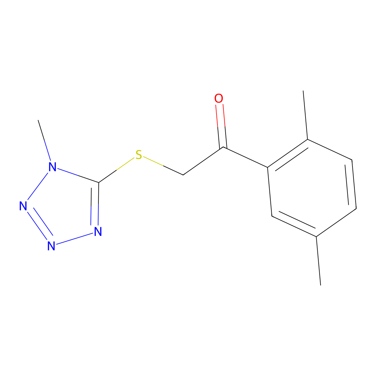 1-(2,5-Dimethylphenyl)-2-((1-methyl-1h-tetrazol-5-yl)thio)ethan-1-one molecular structure, CAS 483349-63-9