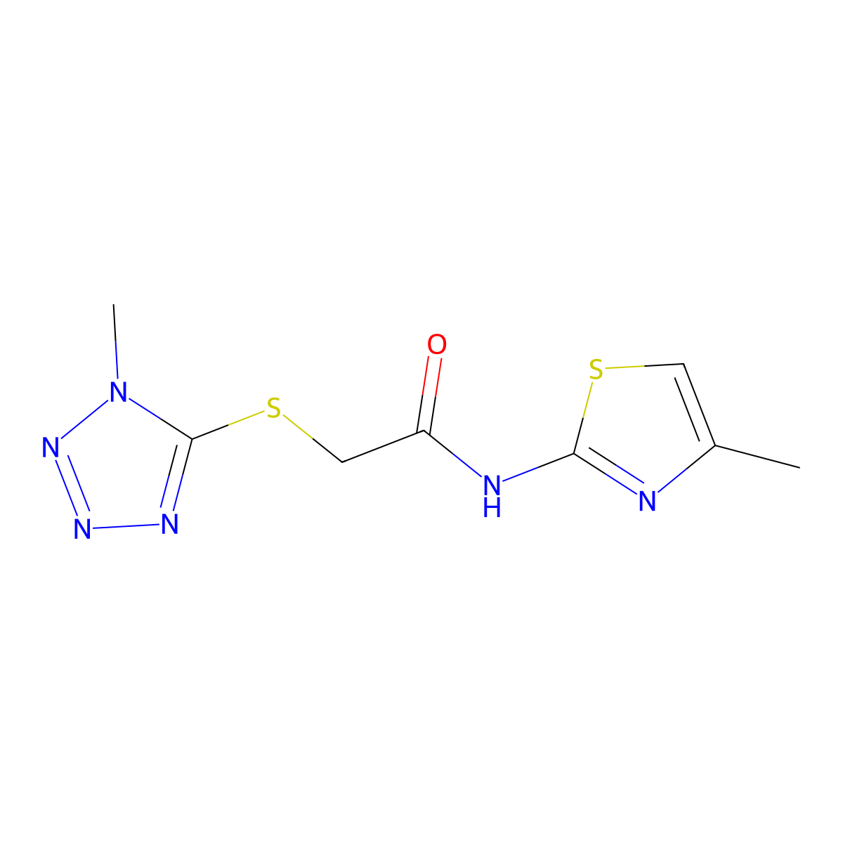 2-(1-Methyl-1H-tetrazol-5-ylsulfanyl)-N-(4-methyl-thiazol-2-yl)-acetamide molecular structure, CAS 483349-64-0