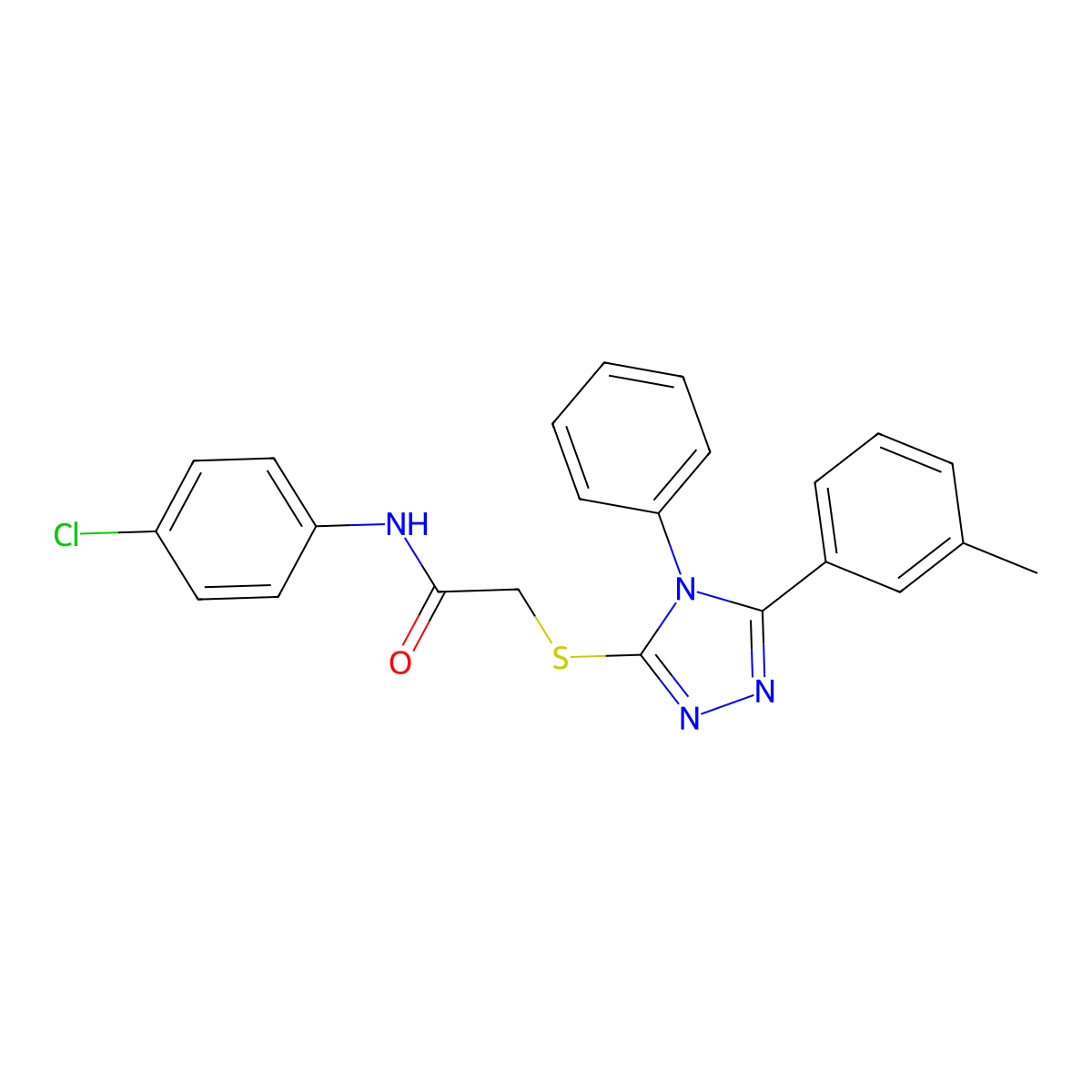 N-(4-Chlorophenyl)-2-((4-phenyl-5-(m-tolyl)-4H-1,2,4-triazol-3-yl)thio)acetamide molecular structure, CAS 483350-48-7