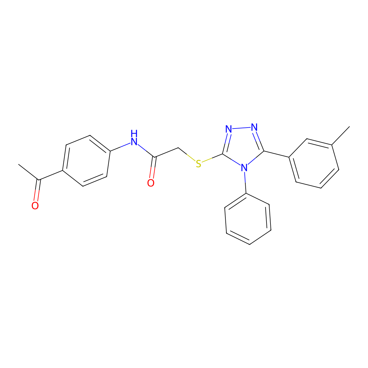 N-(4-Acetylphenyl)-2-((4-phenyl-5-(m-tolyl)-4H-1,2,4-triazol-3-yl)thio)acetamide molecular structure, CAS 483350-50-1