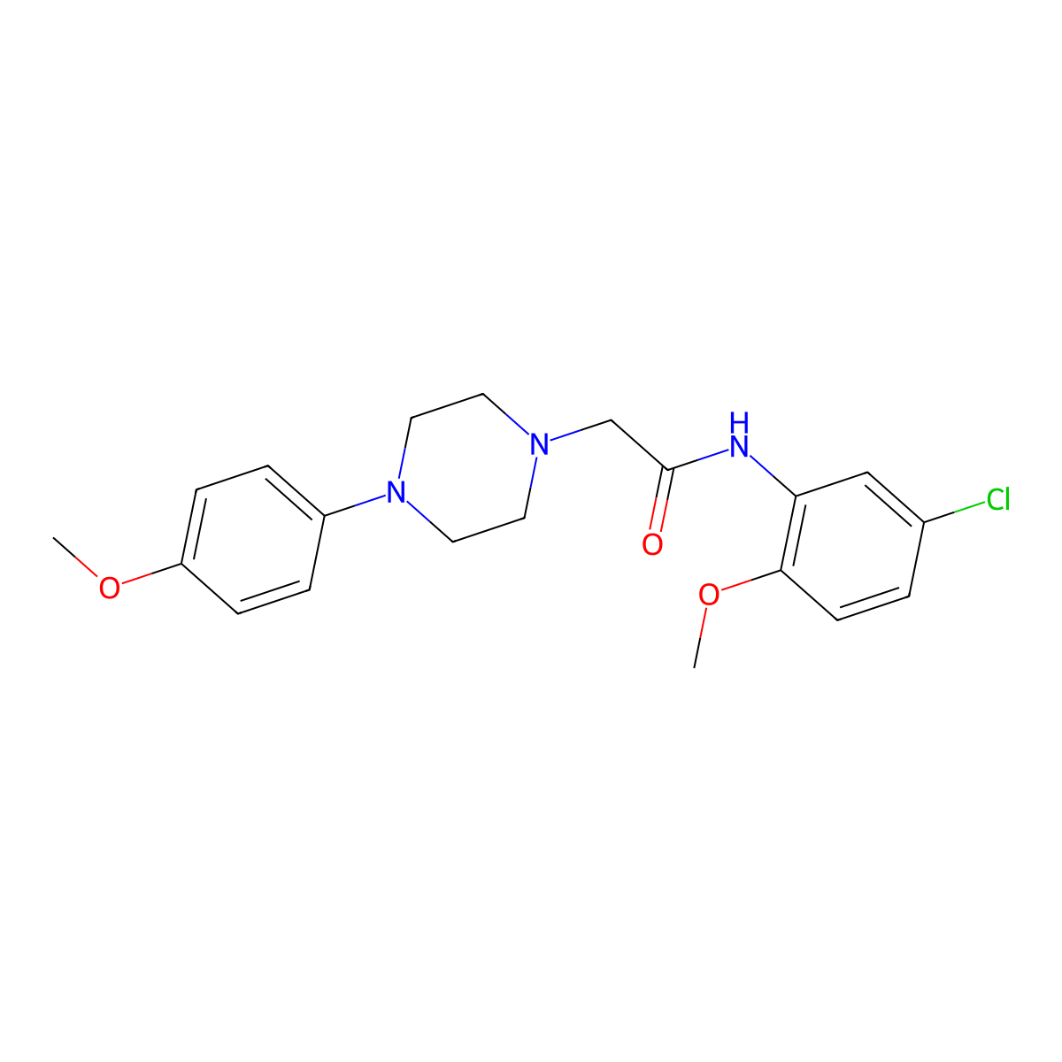 N-(5-chloro-2-methoxyphenyl)-2-(4-(4-methoxyphenyl)piperazin-1-yl)acetamide molecular structure, CAS 483351-02-6