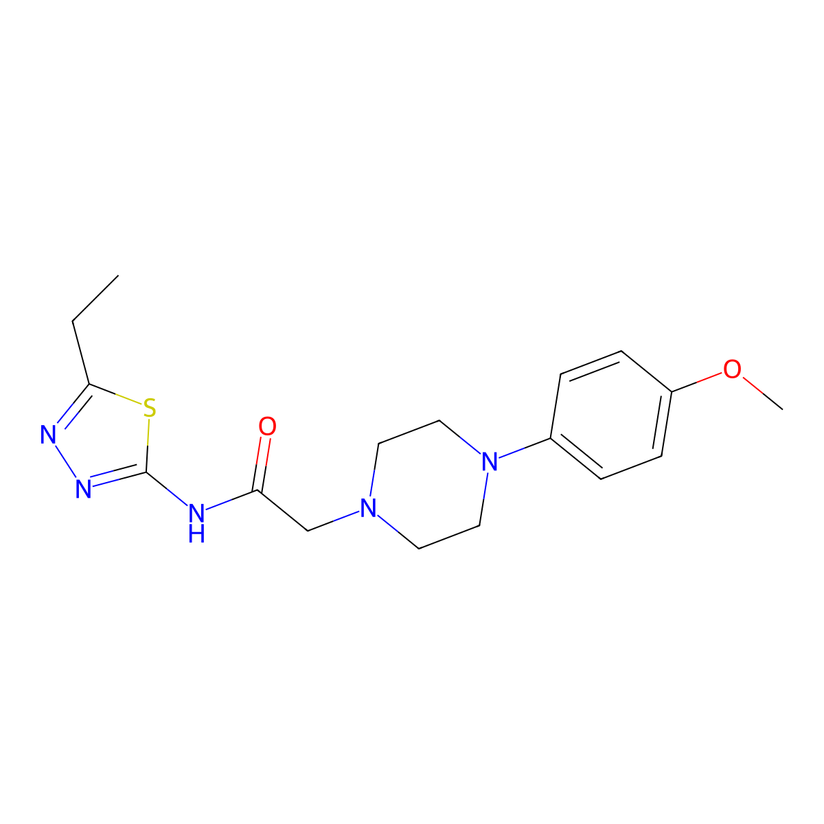 N-(5-ethyl-1,3,4-thiadiazol-2-yl)-2-[4-(4-methoxyphenyl)piperazin-1-yl]acetamide molecular structure, CAS 483351-25-3