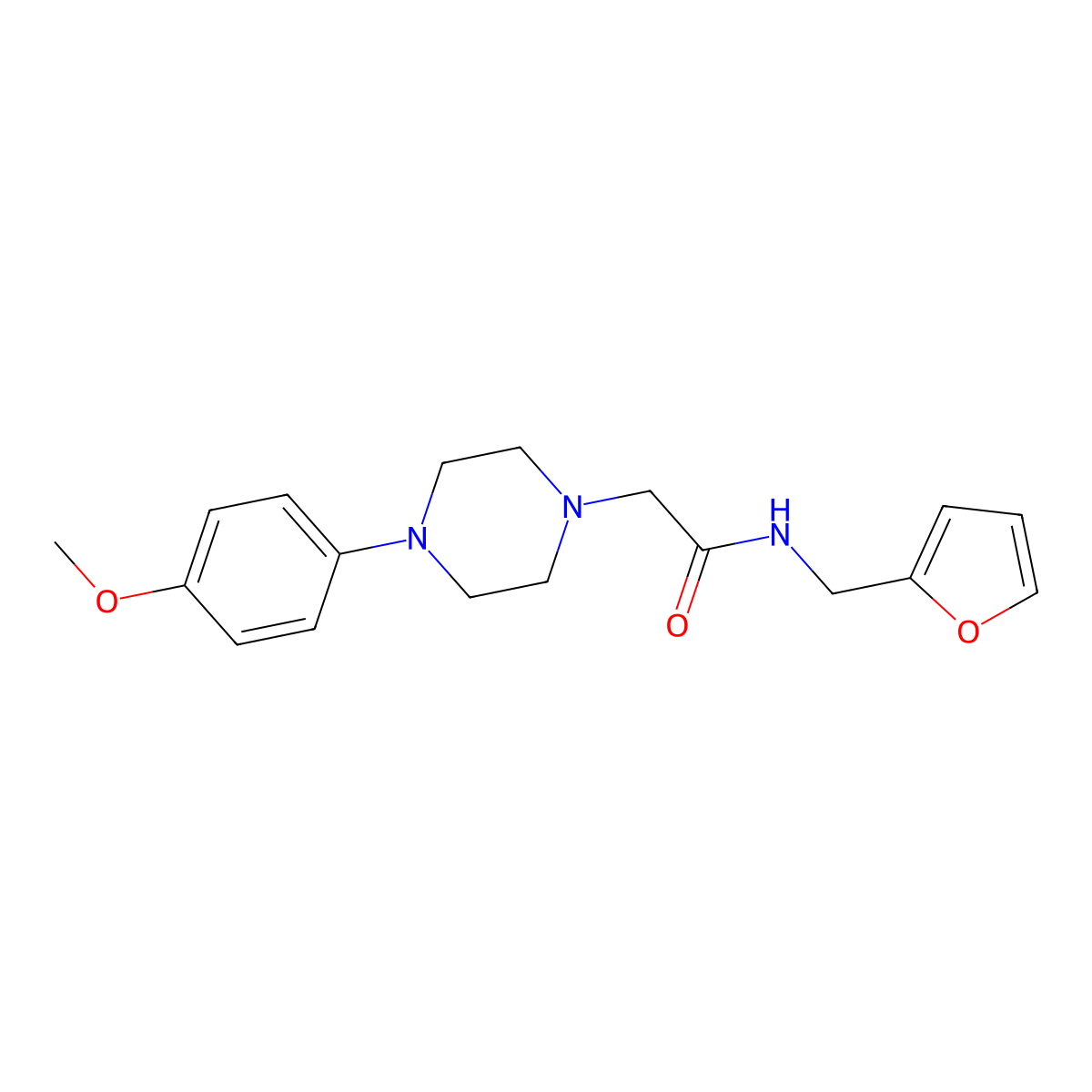 N-(furan-2-ylmethyl)-2-[4-(4-methoxyphenyl)piperazin-1-yl]acetamide molecular structure, CAS 483351-37-7