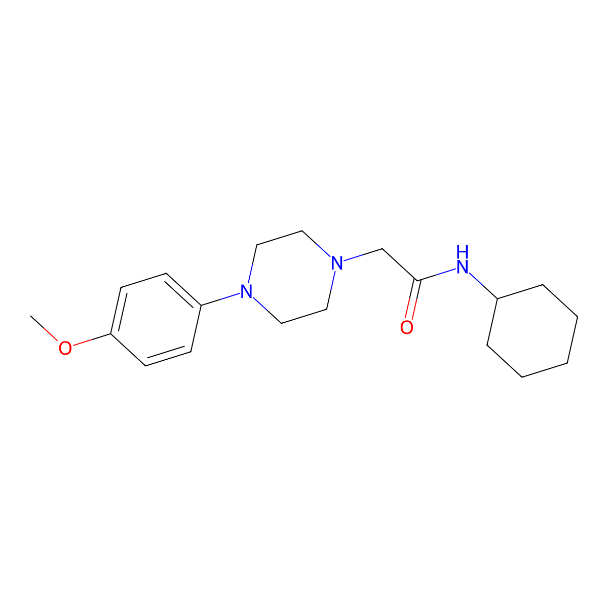N-cyclohexyl-2-[4-(4-methoxyphenyl)piperazin-1-yl]acetamide molecular structure, CAS 483351-39-9