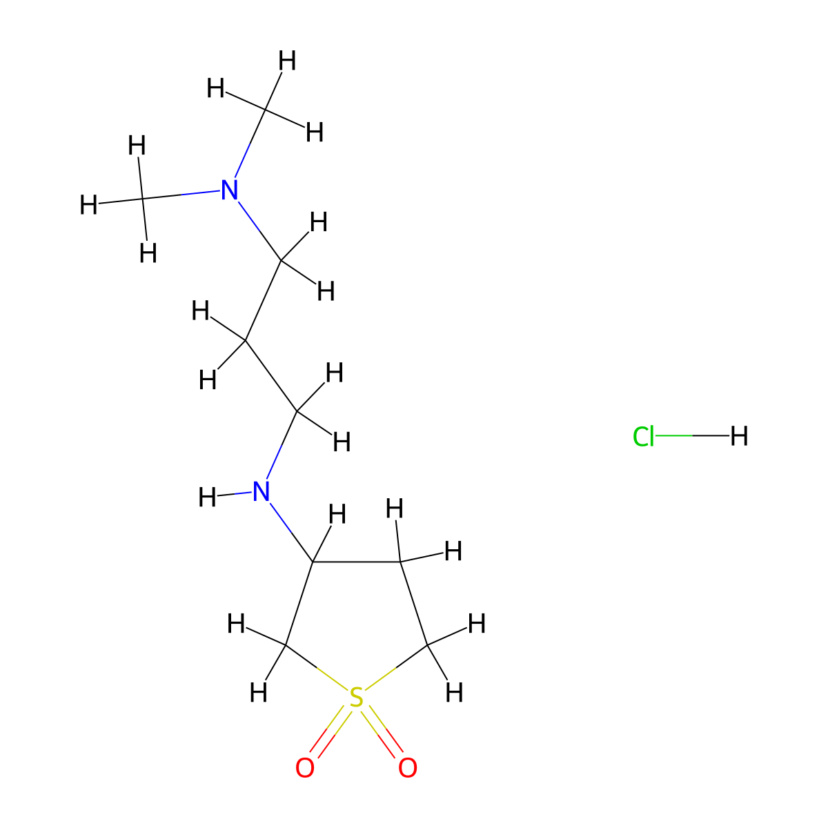 3-((3-(Dimethylamino)propyl)amino)tetrahydrothiophene 1,1-dioxide hydrochloride molecular structure, CAS 483351-48-0