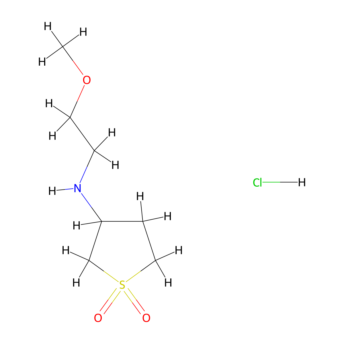 3-((2-Methoxyethyl)amino)-1lambda6-thiolane-1,1-dione hydrochloride molecular structure, CAS 483351-50-4