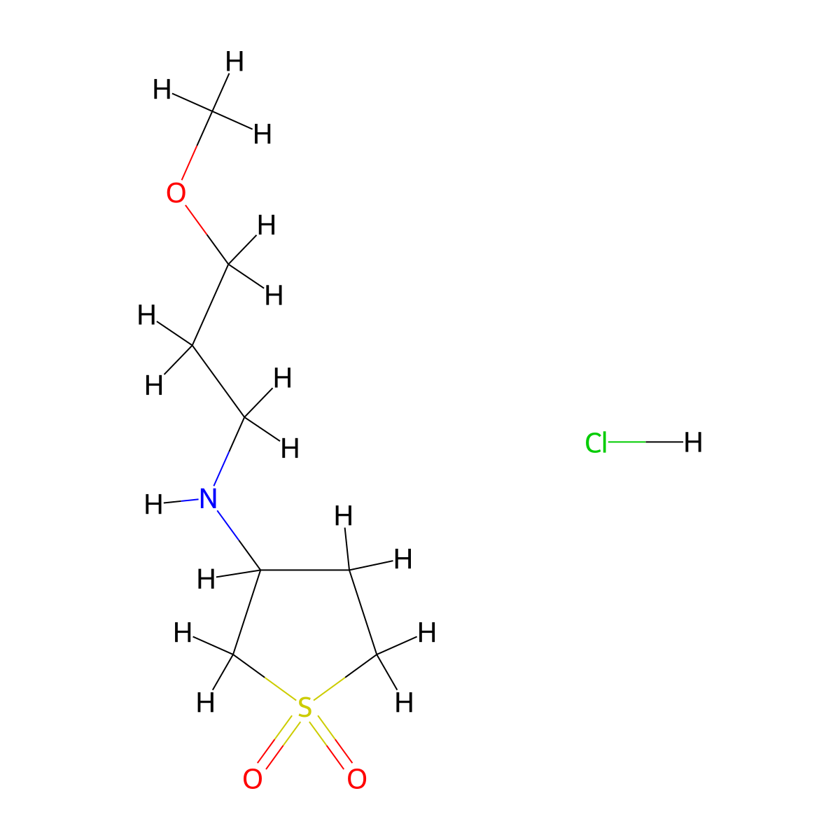 3-[(3-Methoxypropyl)amino]-1lambda6-thiolane-1,1-dione hydrochloride molecular structure, CAS 483351-52-6