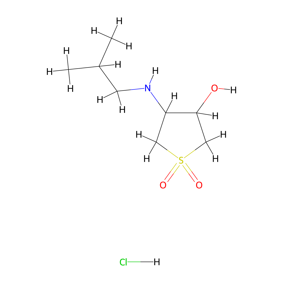 4-Isobutylamino-1,1-dioxo-tetrahydro-1lambda*6*-thiophen-3-ol hydrochloride molecular structure, CAS 483352-05-2