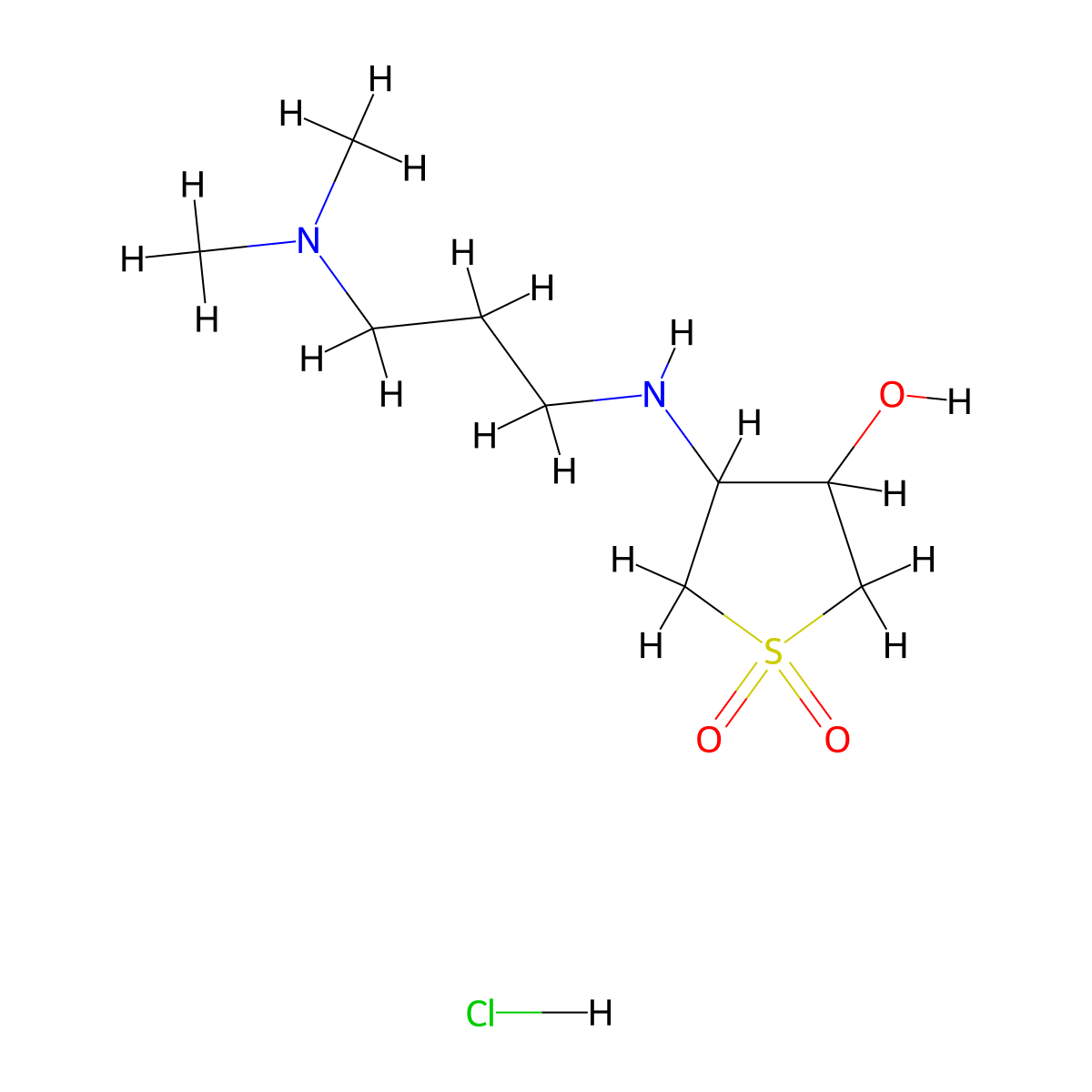 4-(3-Dimethylamino-propylamino)-1,1-dioxo-tetrahydro-1lambda*6*-thiophen-3-ol hydrochloride molecular structure, CAS 483352-08-5