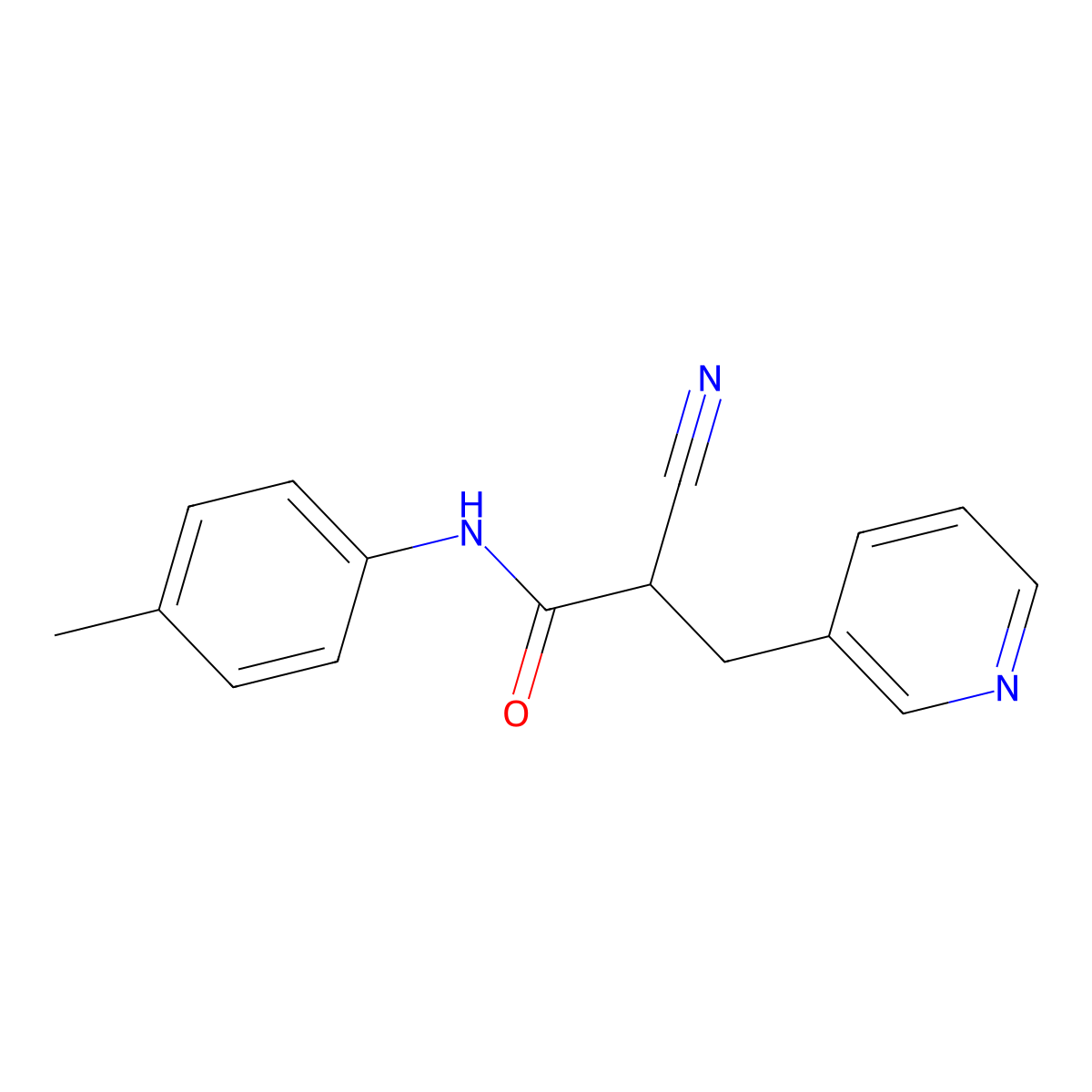 2-cyano-N-(4-methylphenyl)-3-pyridin-3-ylpropanamide molecular structure, CAS 483359-07-5