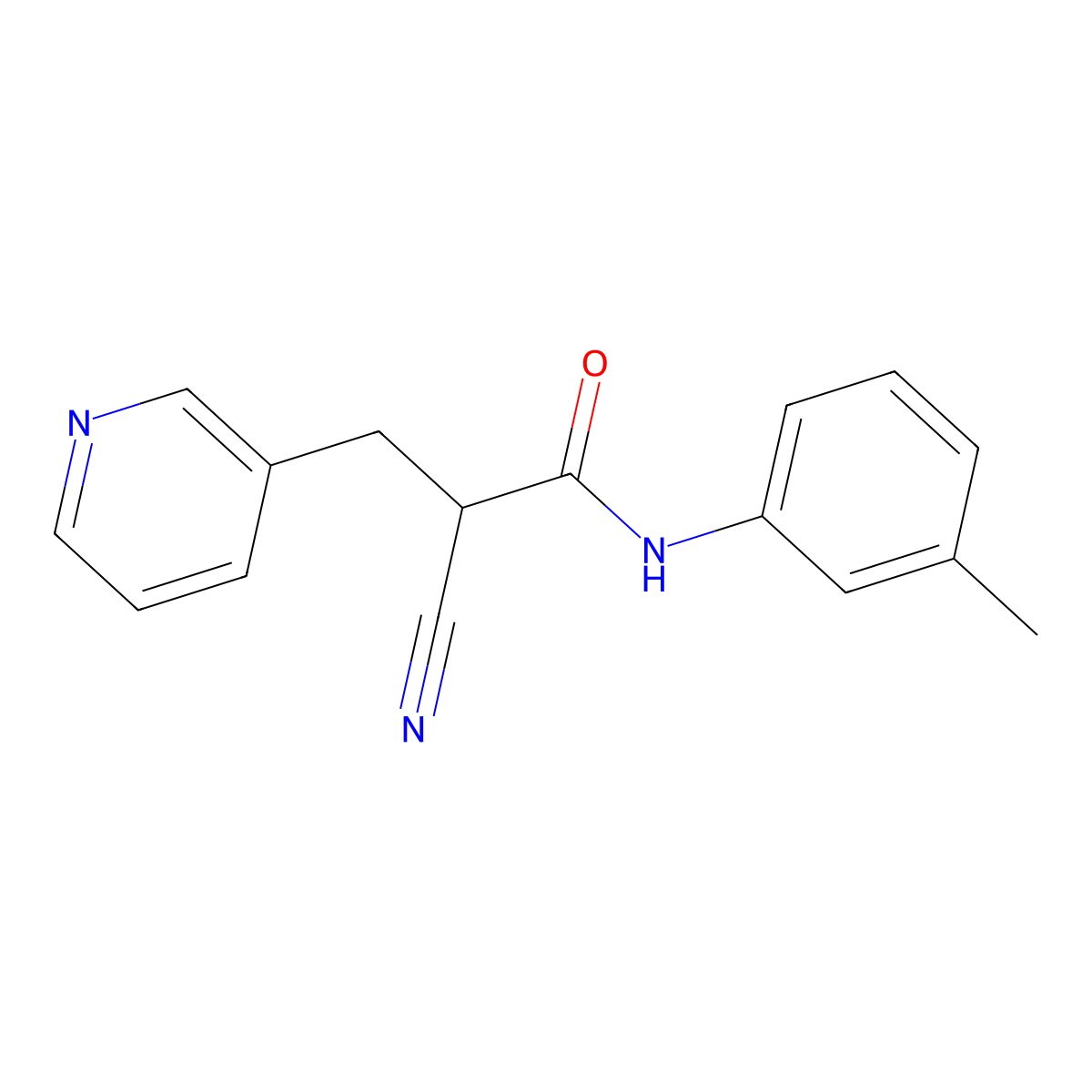 2-cyano-N-(3-methylphenyl)-3-pyridin-3-ylpropanamide molecular structure, CAS 483359-10-0