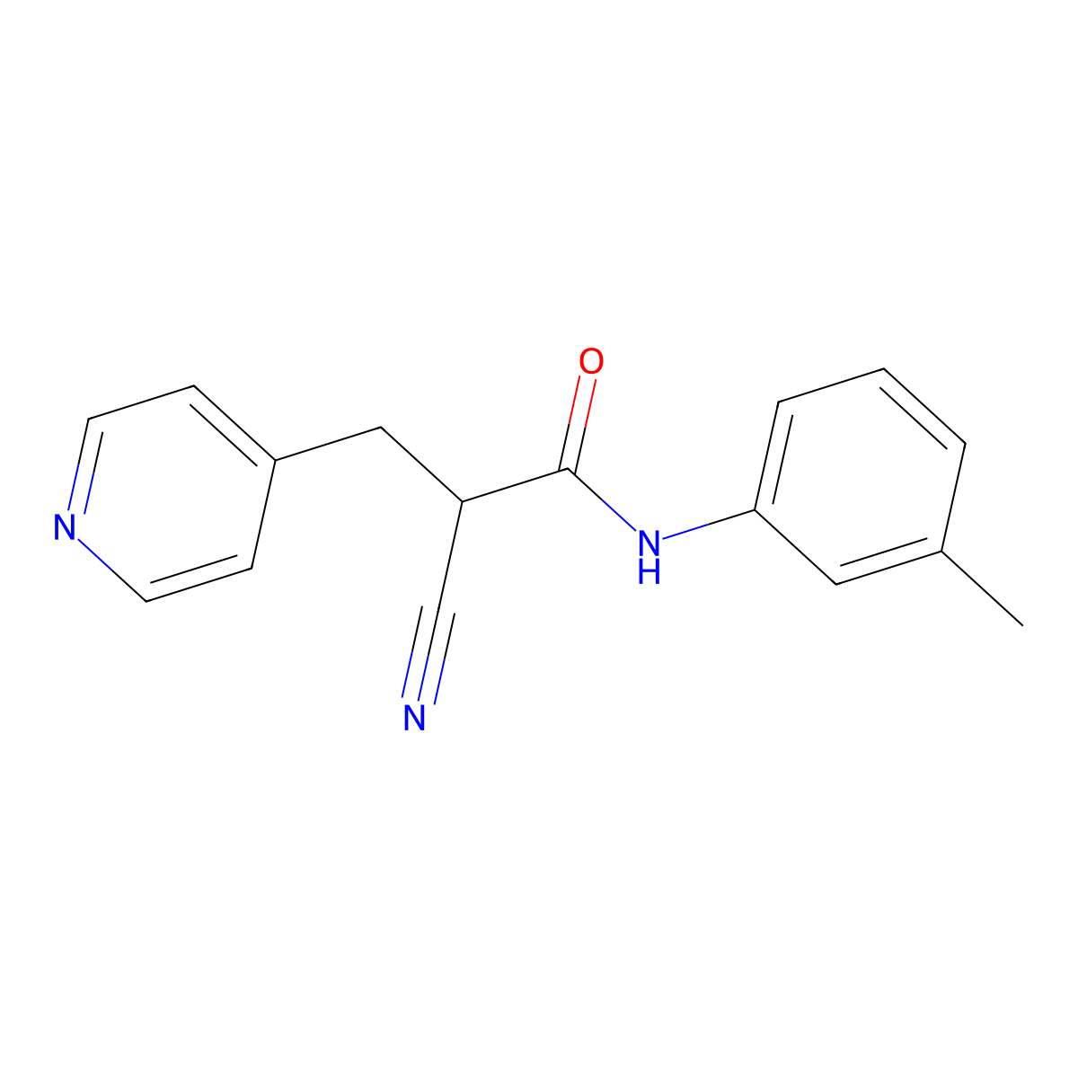 2-cyano-N-(3-methylphenyl)-3-pyridin-4-ylpropanamide molecular structure, CAS 483359-11-1