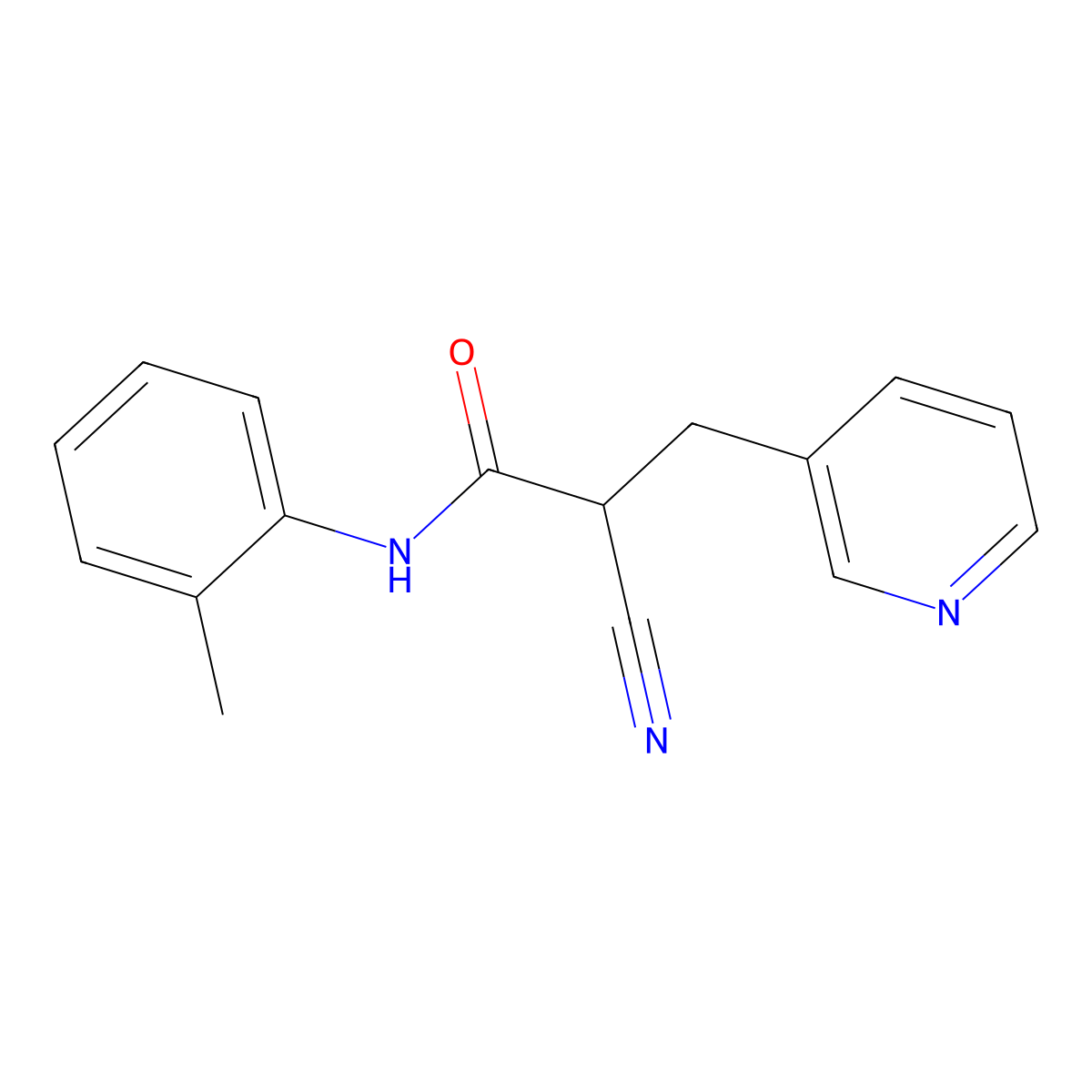 2-cyano-N-(2-methylphenyl)-3-pyridin-3-ylpropanamide molecular structure, CAS 483359-13-3
