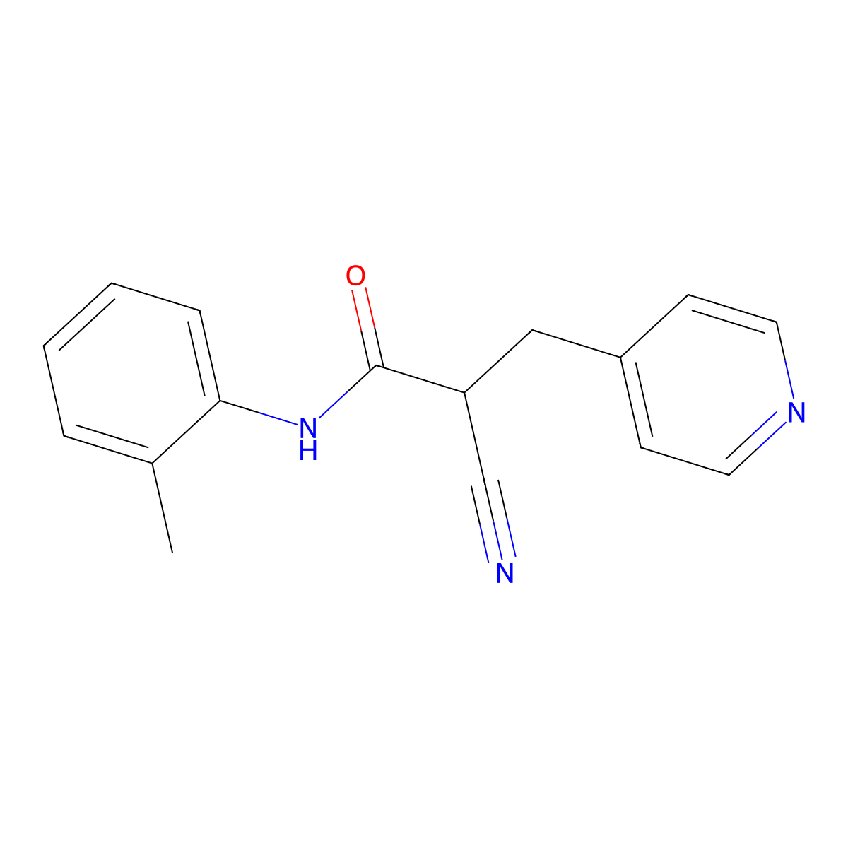2-cyano-N-(2-methylphenyl)-3-pyridin-4-ylpropanamide molecular structure, CAS 483359-14-4