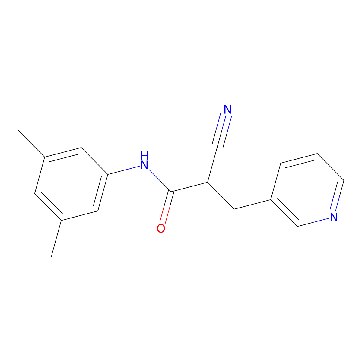 2-cyano-N-(3,5-dimethylphenyl)-3-pyridin-3-ylpropanamide molecular structure, CAS 483359-20-2