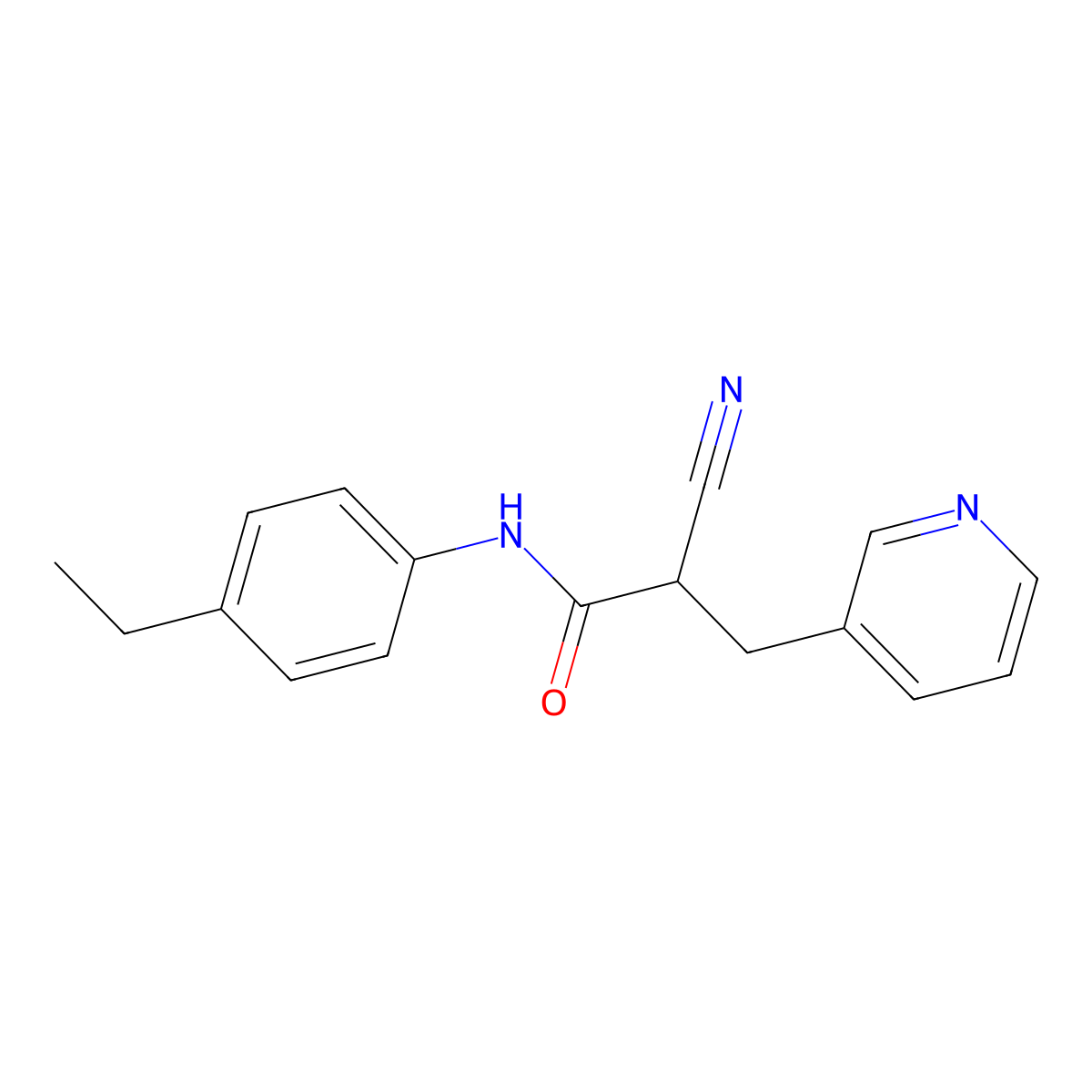2-cyano-N-(4-ethylphenyl)-3-pyridin-3-ylpropanamide molecular structure, CAS 483359-30-4