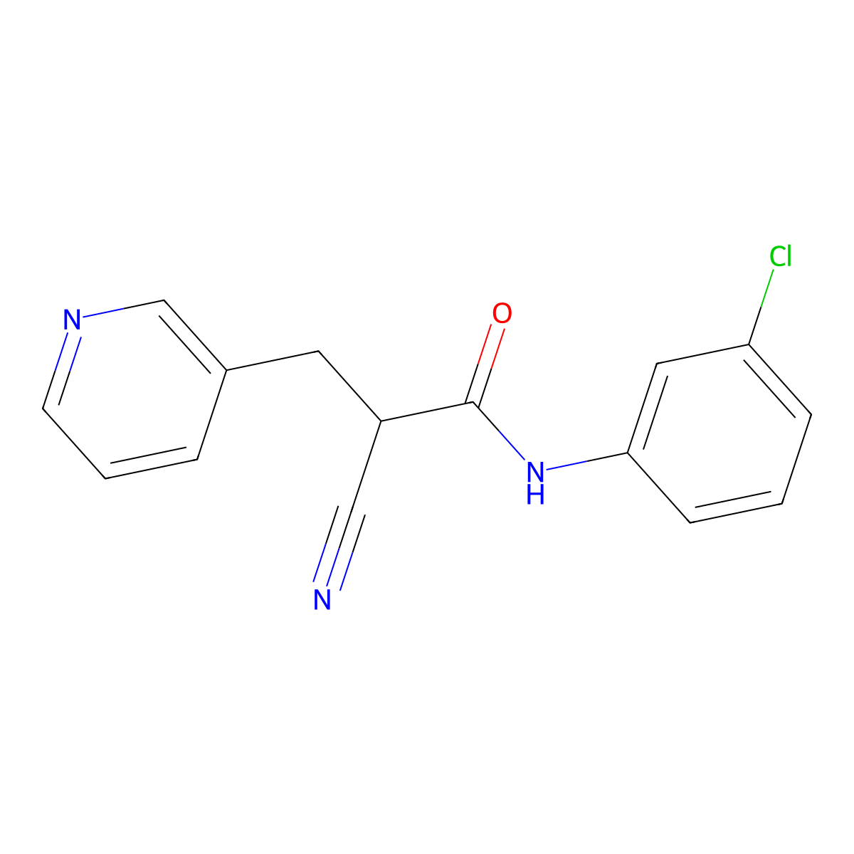 N-(3-chlorophenyl)-2-cyano-3-(pyridin-3-yl)propanamide molecular structure, CAS 483359-35-9