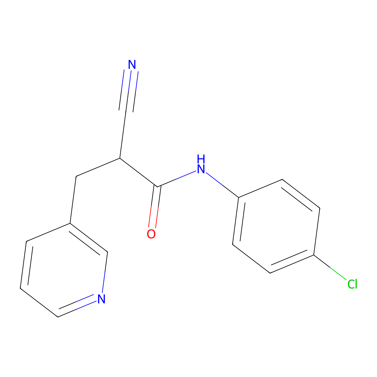 N-(4-chlorophenyl)-2-cyano-3-(pyridin-3-yl)propanamide molecular structure, CAS 483359-37-1
