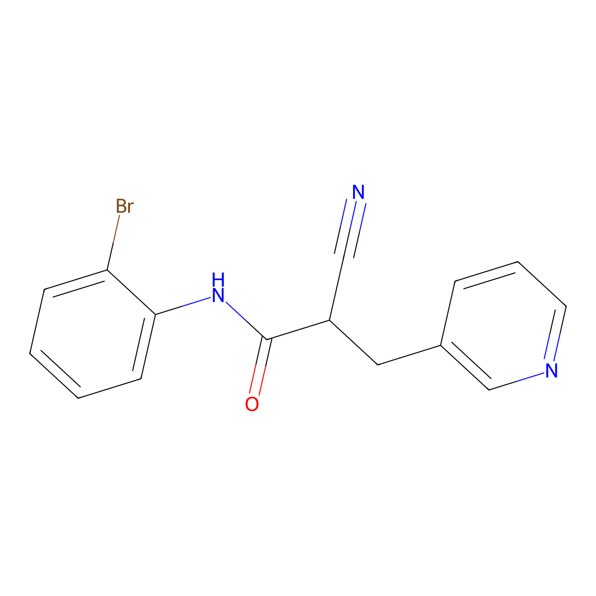 N-(2-bromophenyl)-2-cyano-3-(pyridin-3-yl)propanamide molecular structure, CAS 483359-39-3