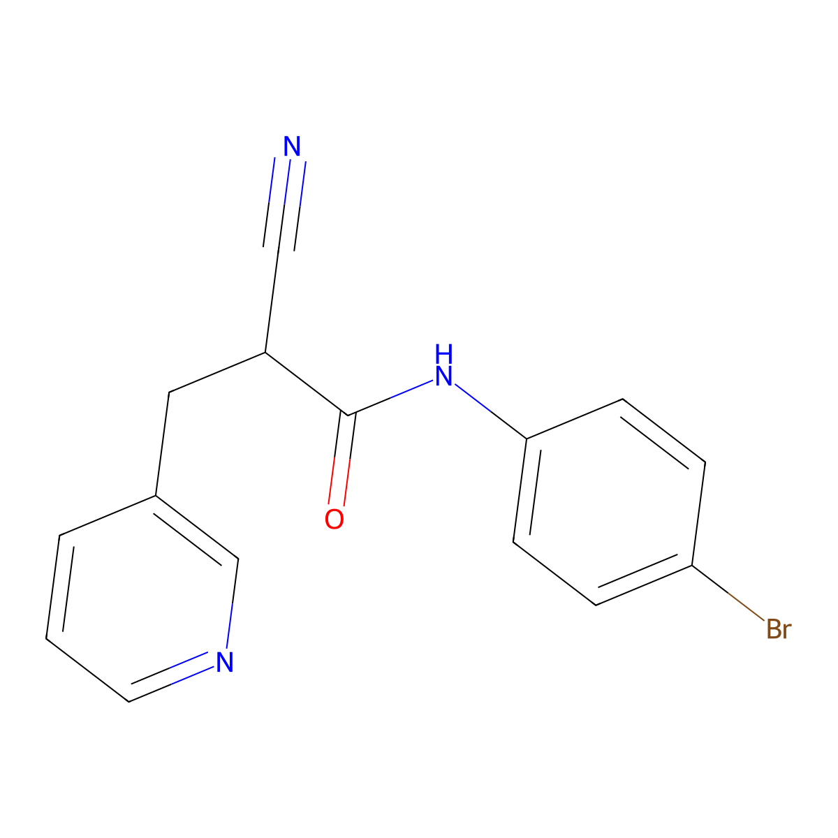 N-(4-bromophenyl)-2-cyano-3-(pyridin-3-yl)propanamide molecular structure, CAS 483359-41-7