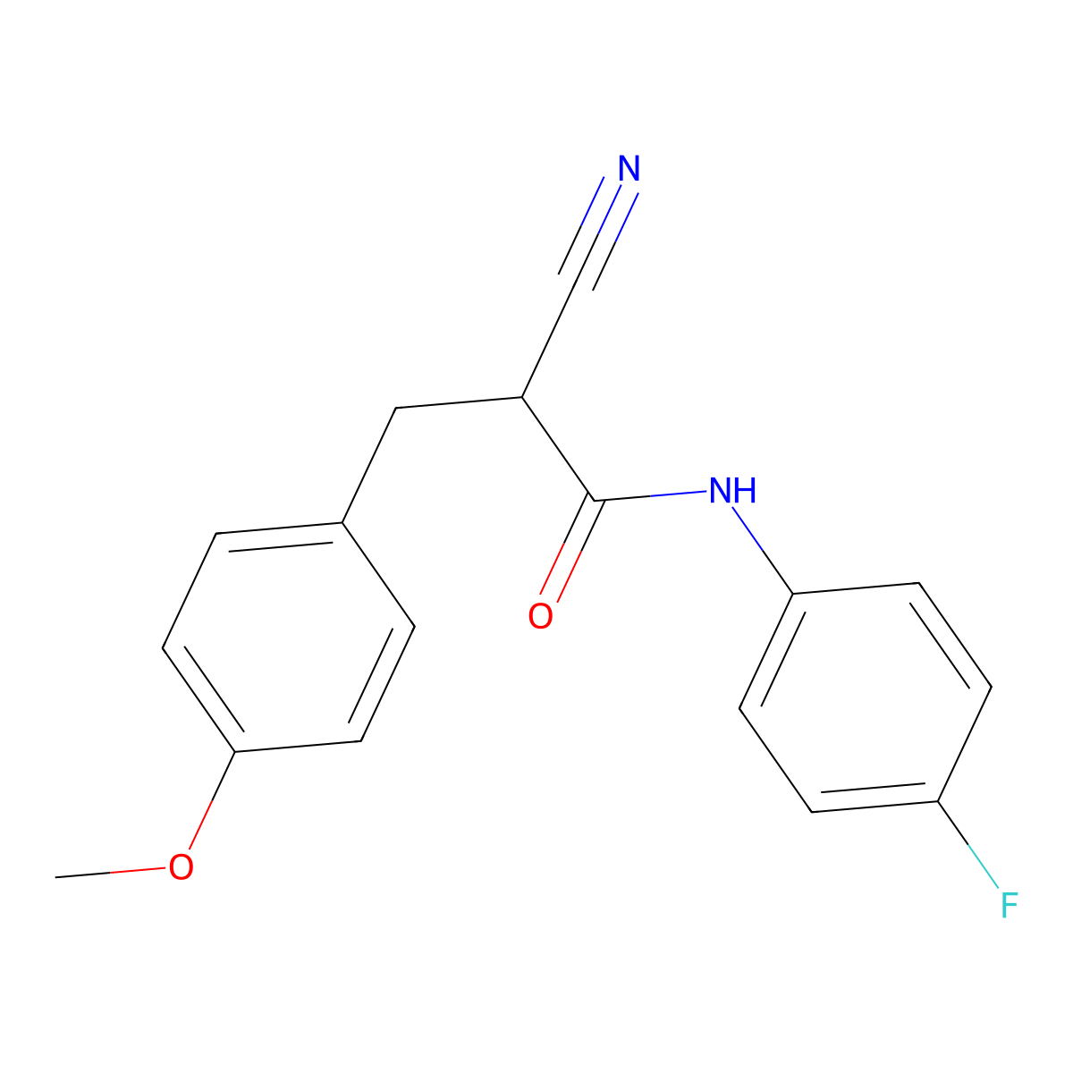 2-cyano-N-(4-fluorophenyl)-3-(4-methoxyphenyl)propanamide molecular structure, CAS 483359-43-9