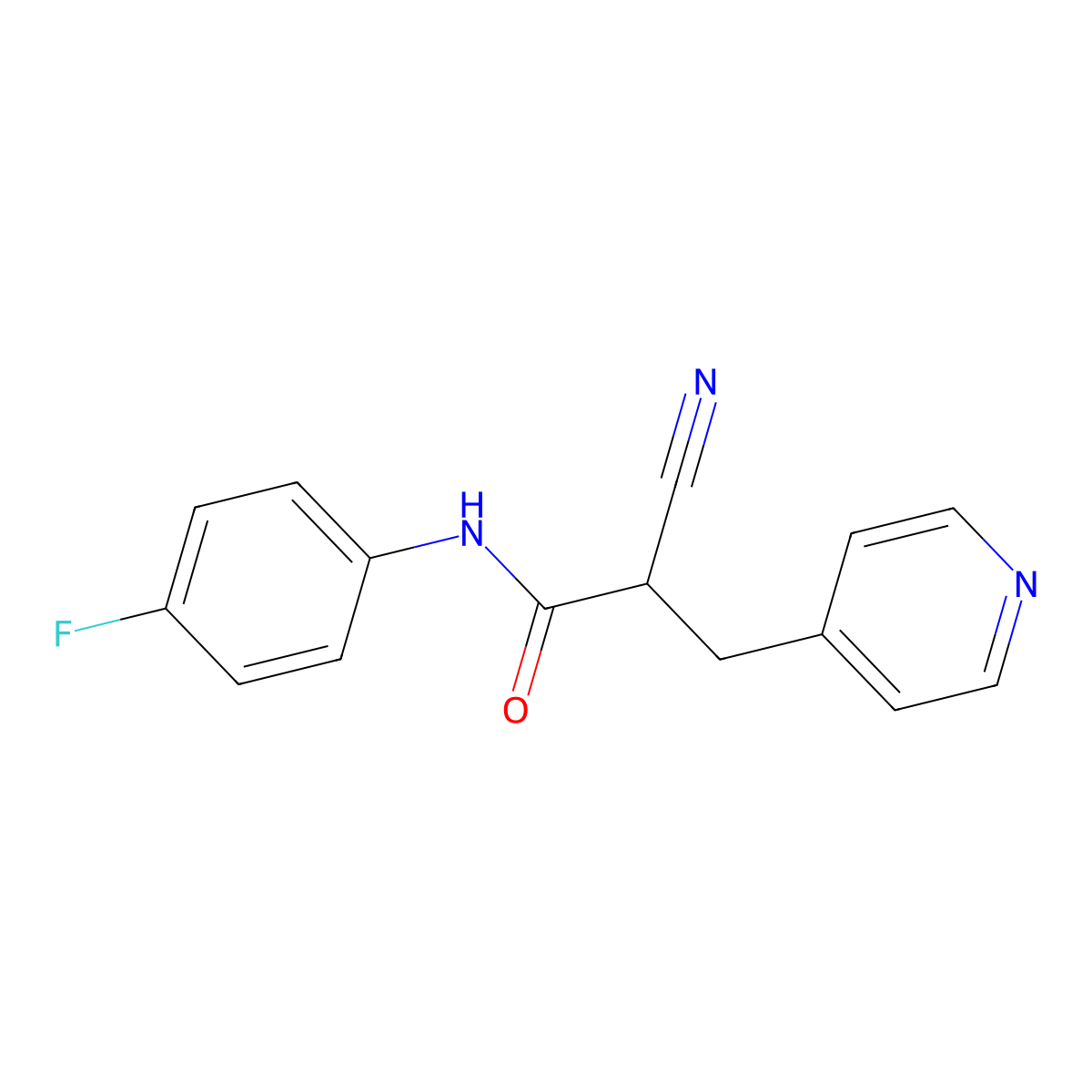 2-cyano-N-(4-fluorophenyl)-3-(pyridin-4-yl)propanamide molecular structure, CAS 483359-45-1