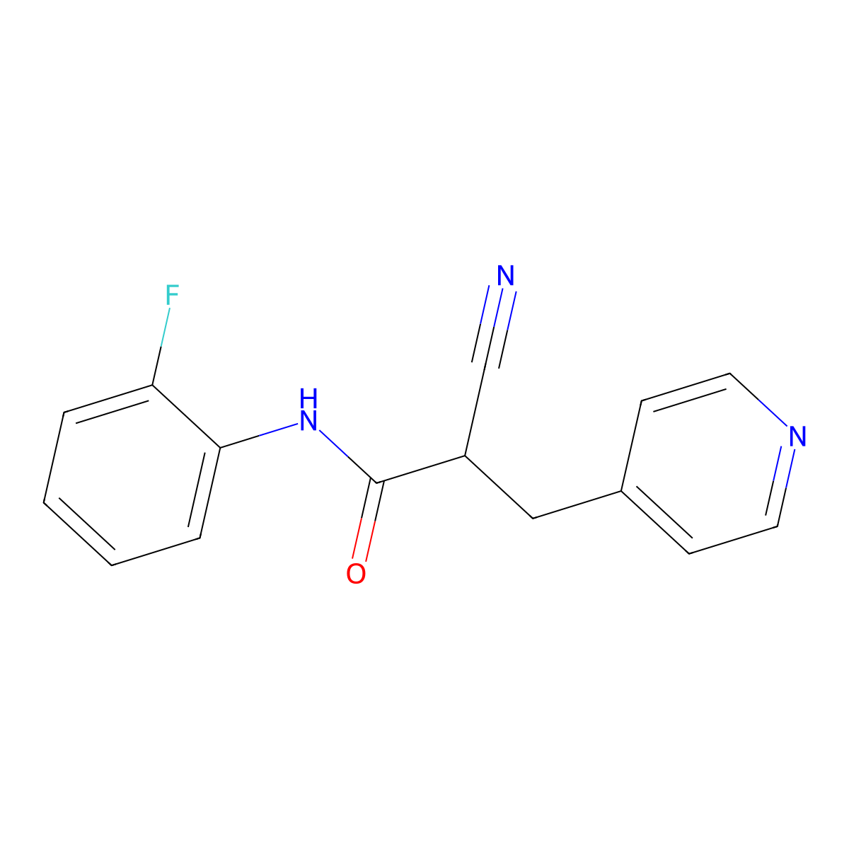 2-cyano-N-(2-fluorophenyl)-3-(pyridin-4-yl)propanamide molecular structure, CAS 483359-47-3