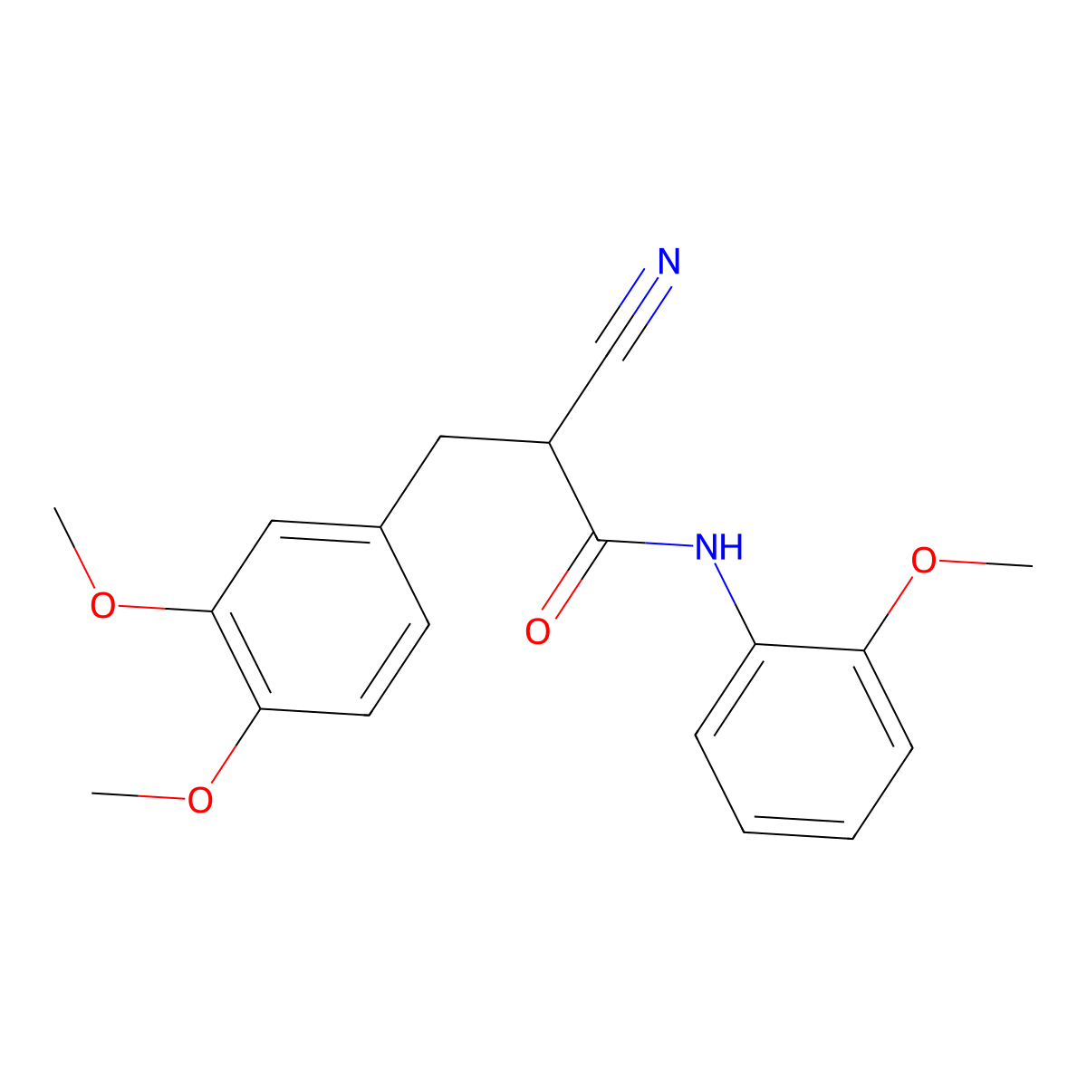 2-cyano-3-(3,4-dimethoxyphenyl)-N-(2-methoxyphenyl)propanamide molecular structure, CAS 483359-49-5