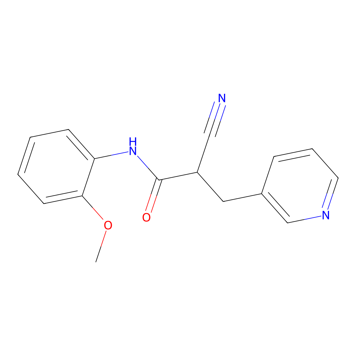2-cyano-N-(2-methoxyphenyl)-3-pyridin-3-ylpropanamide molecular structure, CAS 483359-50-8