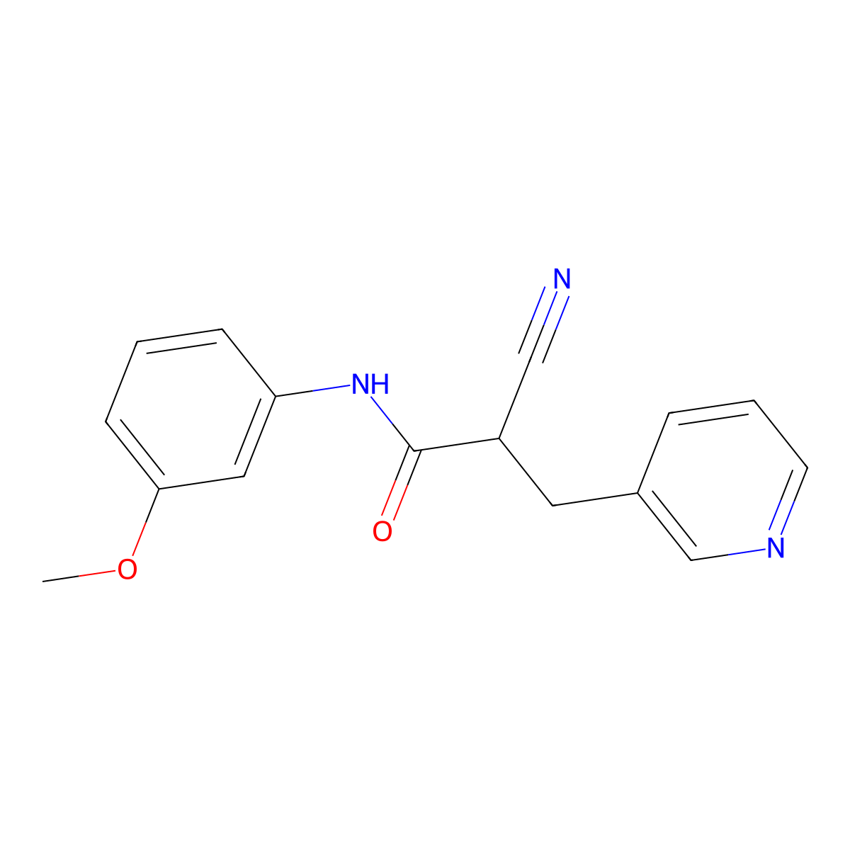 2-cyano-N-(3-methoxyphenyl)-3-pyridin-3-ylpropanamide molecular structure, CAS 483359-54-2